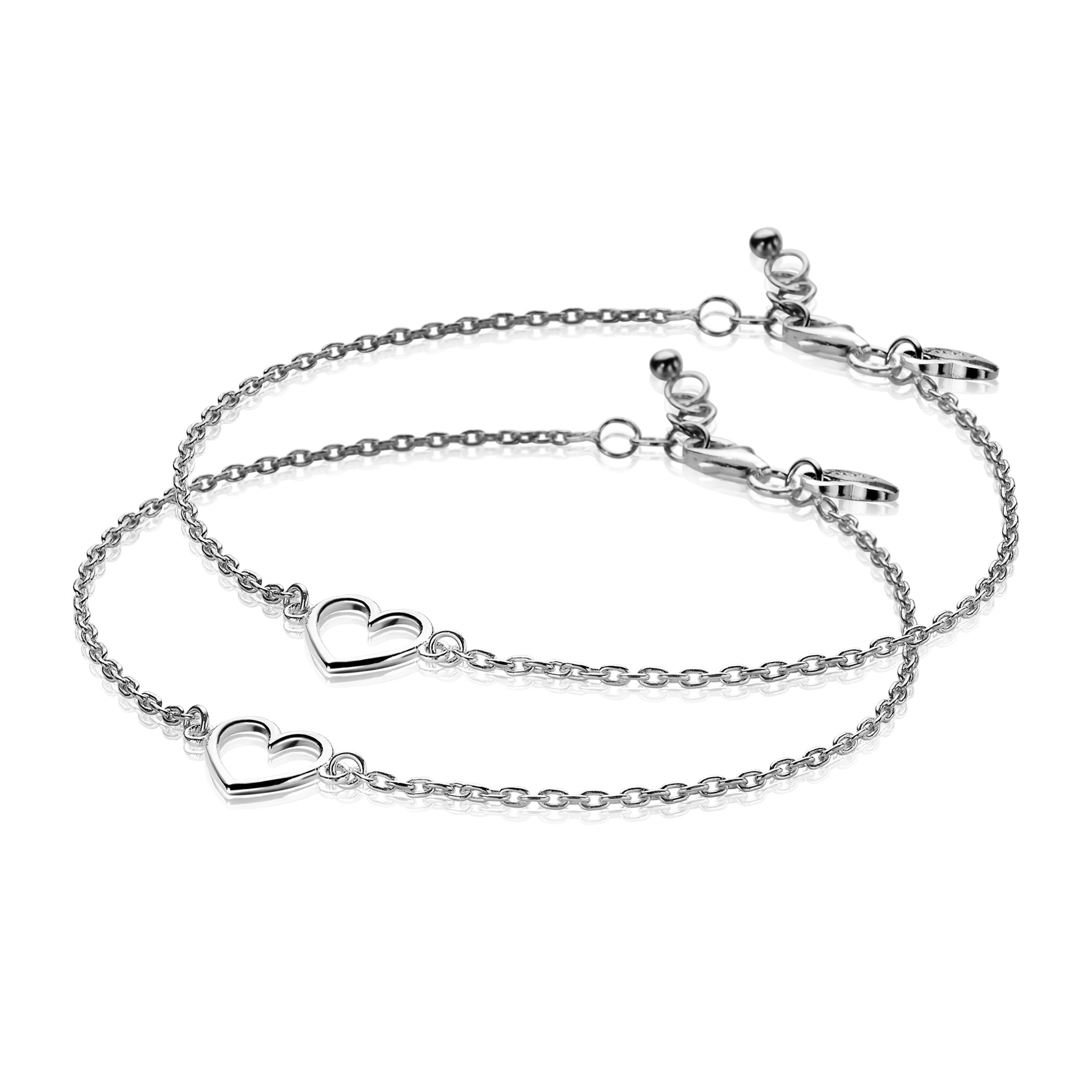 ZINZI Set of 2 Sterling Silver Bracelets Open Heart ZIA1420-SET