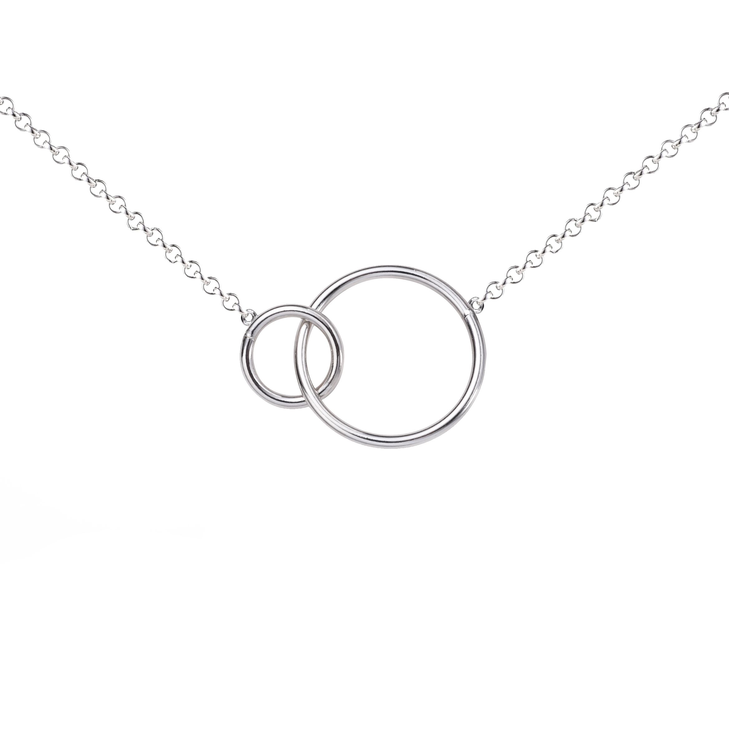 ZINZI Sterling Silver Necklace with 2 Connected Open Circles 42-45cm ZIC1278