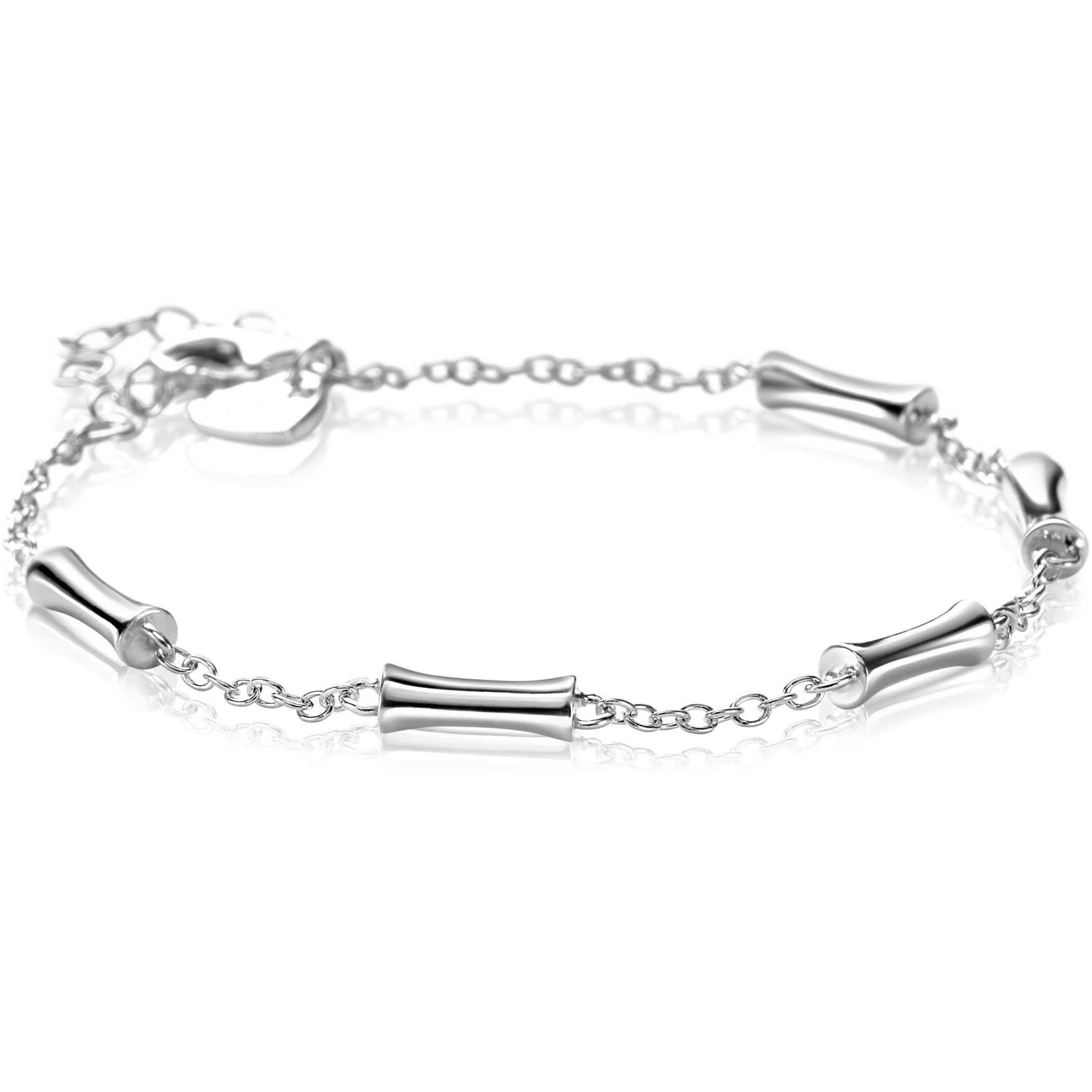 ZINZI silver link bracelet with five smooth bamboo shapes 17-20cm ZIA2577
