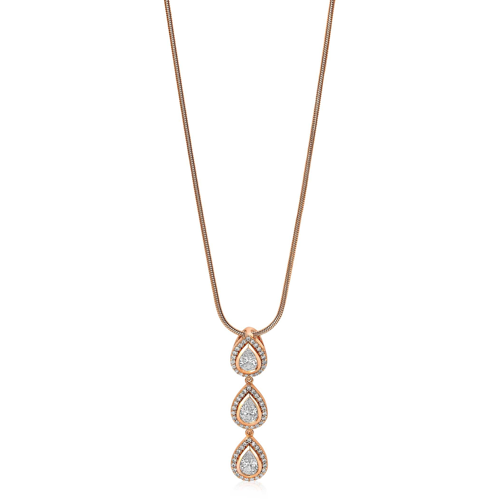 ZINZI Rose Gold Plated Sterling Silver Pendant Drops White ZIH1752R