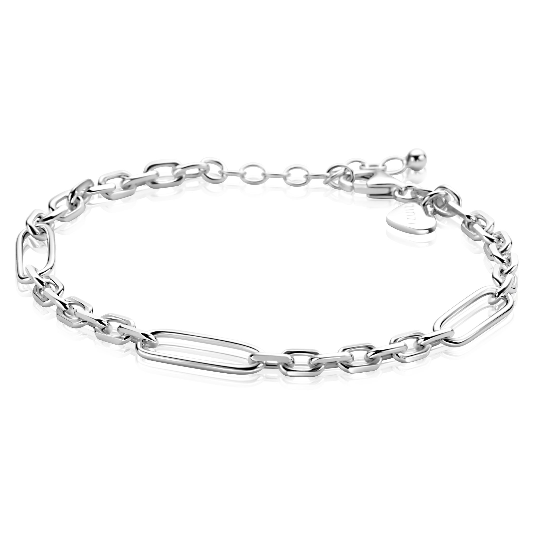 ZINZI zlv. armband schakels en paperclip