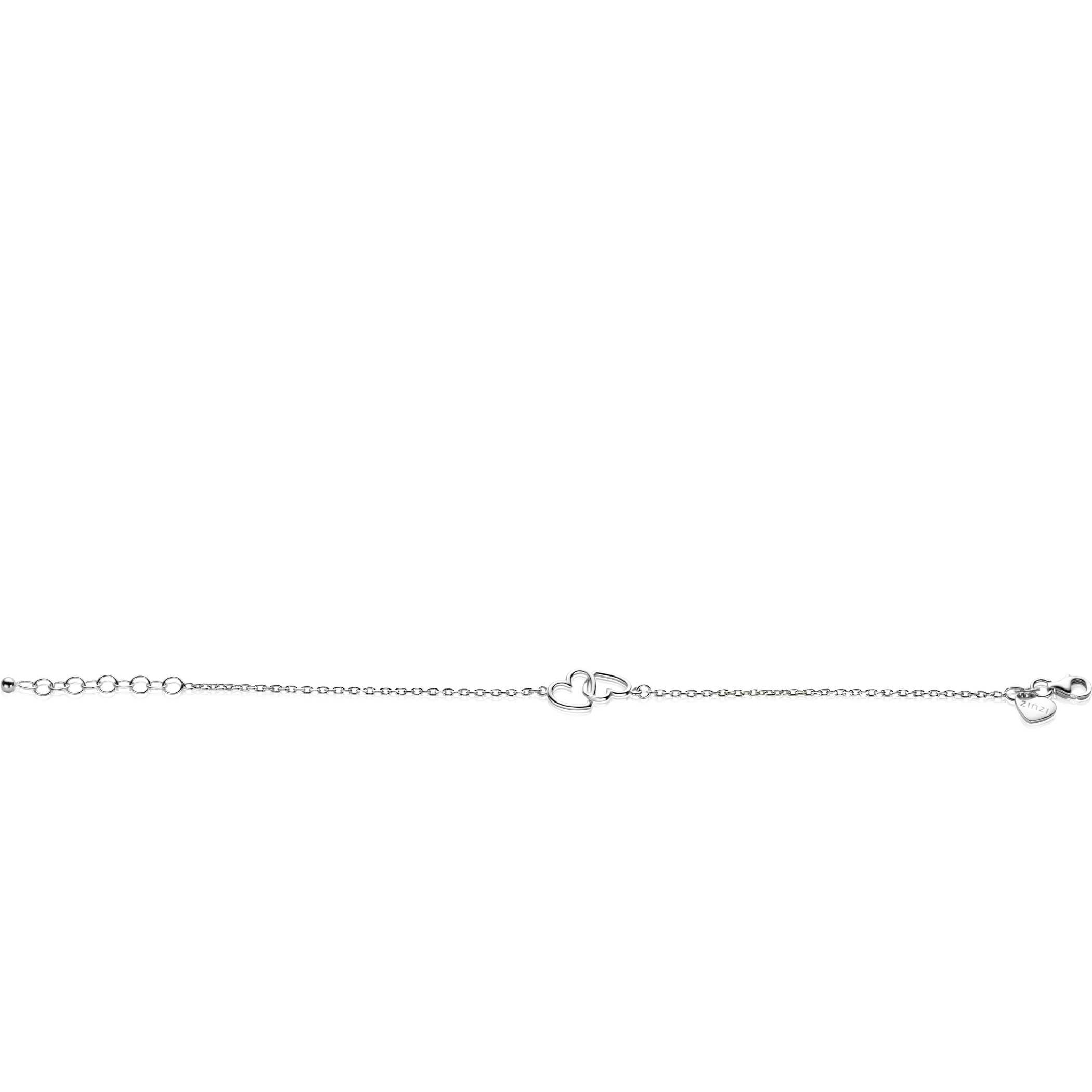 ZINZI Sterling Silver Bracelet with 2 Connected Hearts 16,5-19,5cm ZIA2513
