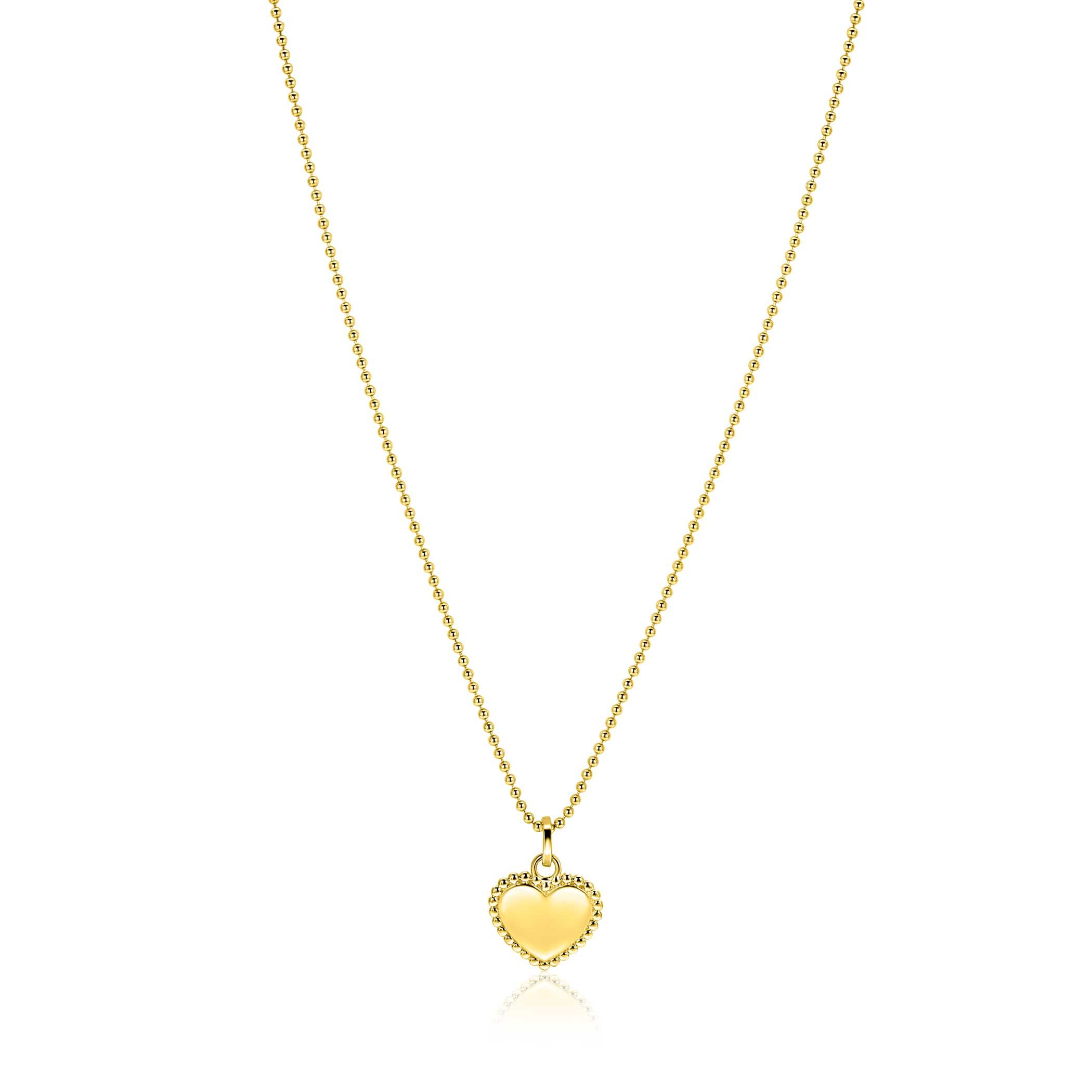 18mm ZINZI gold plated silver heart pendant with pearl rim for engraving ZIH2652G (without chain)