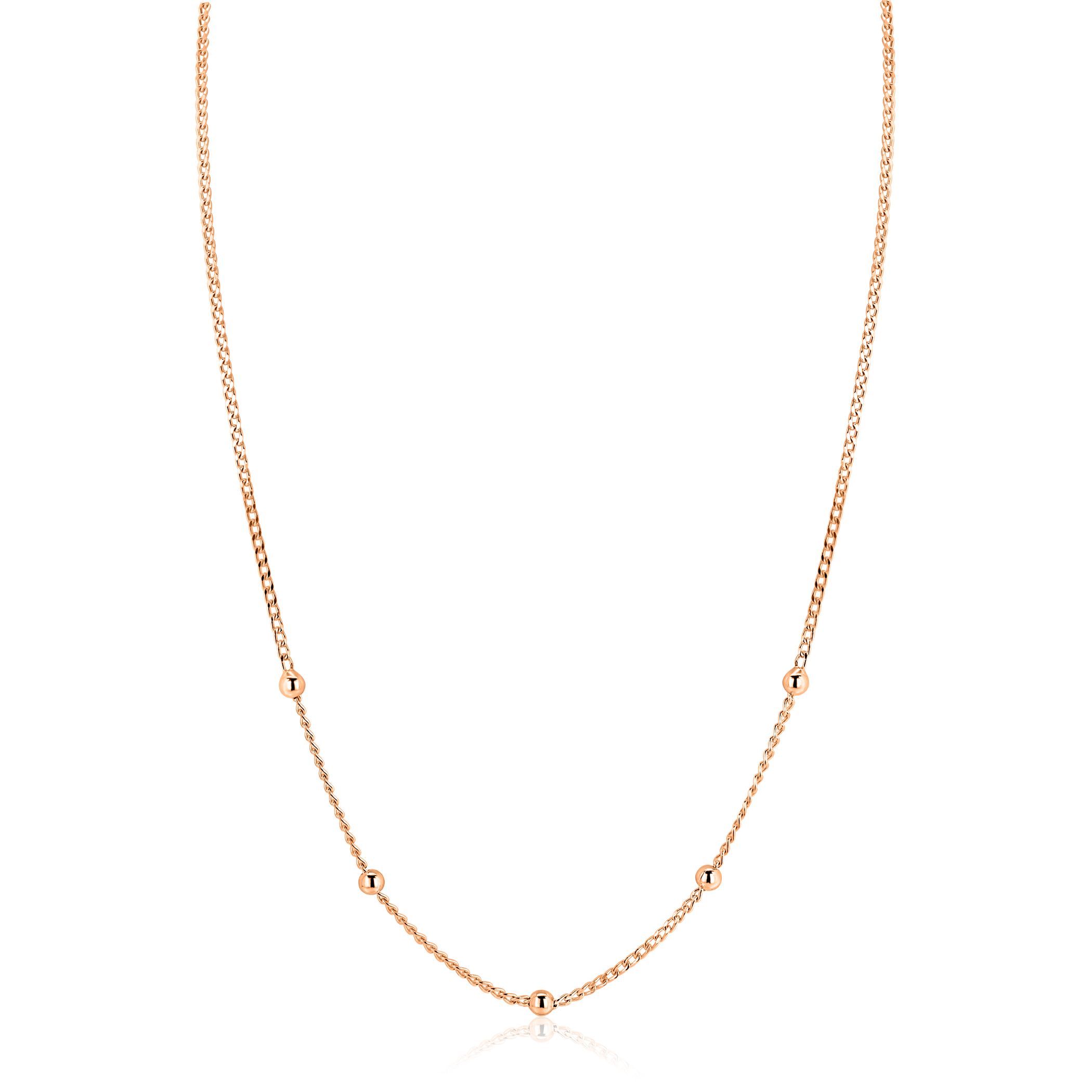 ZINZI zlv. collier rosé verg.gourmet / bolletjes 42+3cm