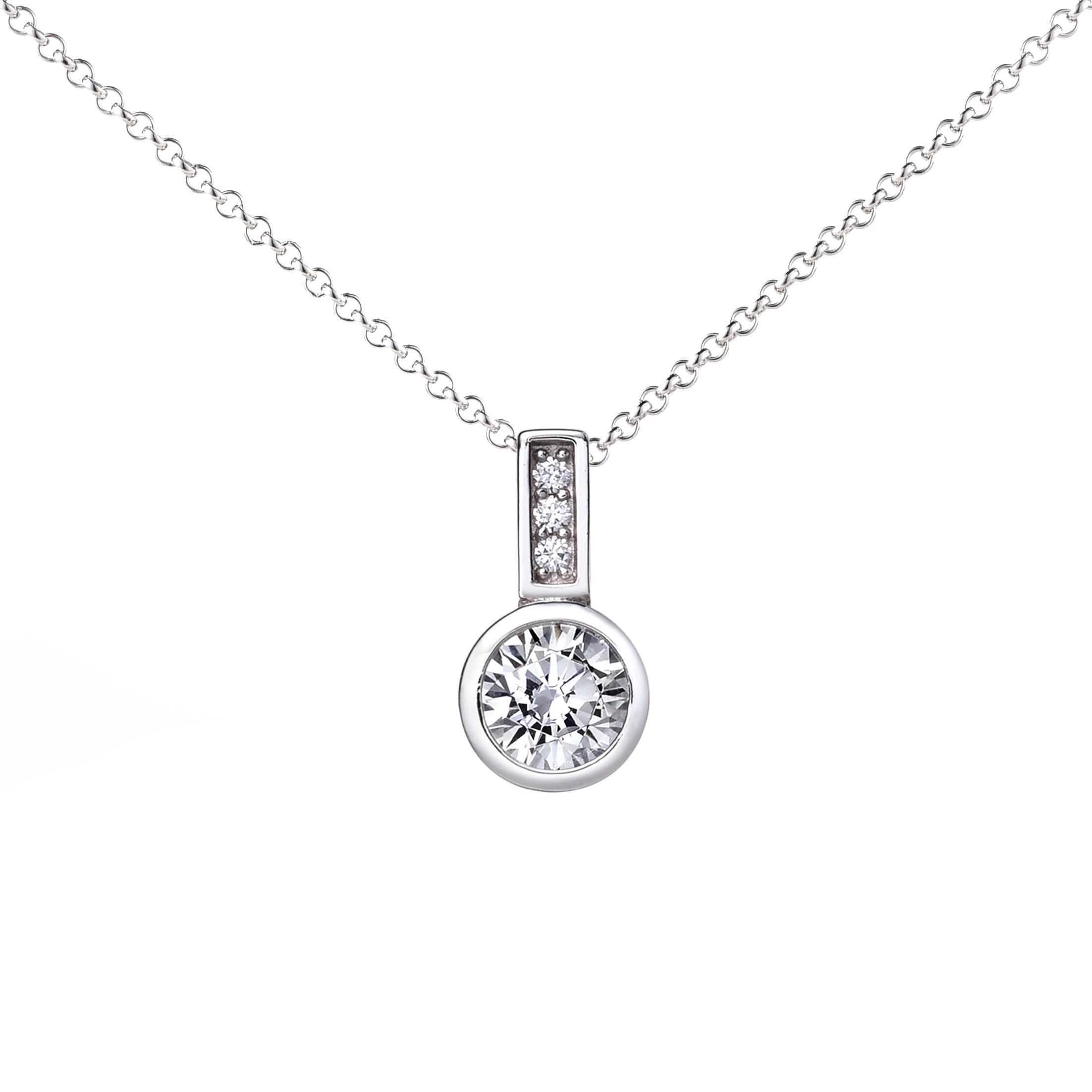 ZINZI Sterling Silver Pendant Round White ZIH1662