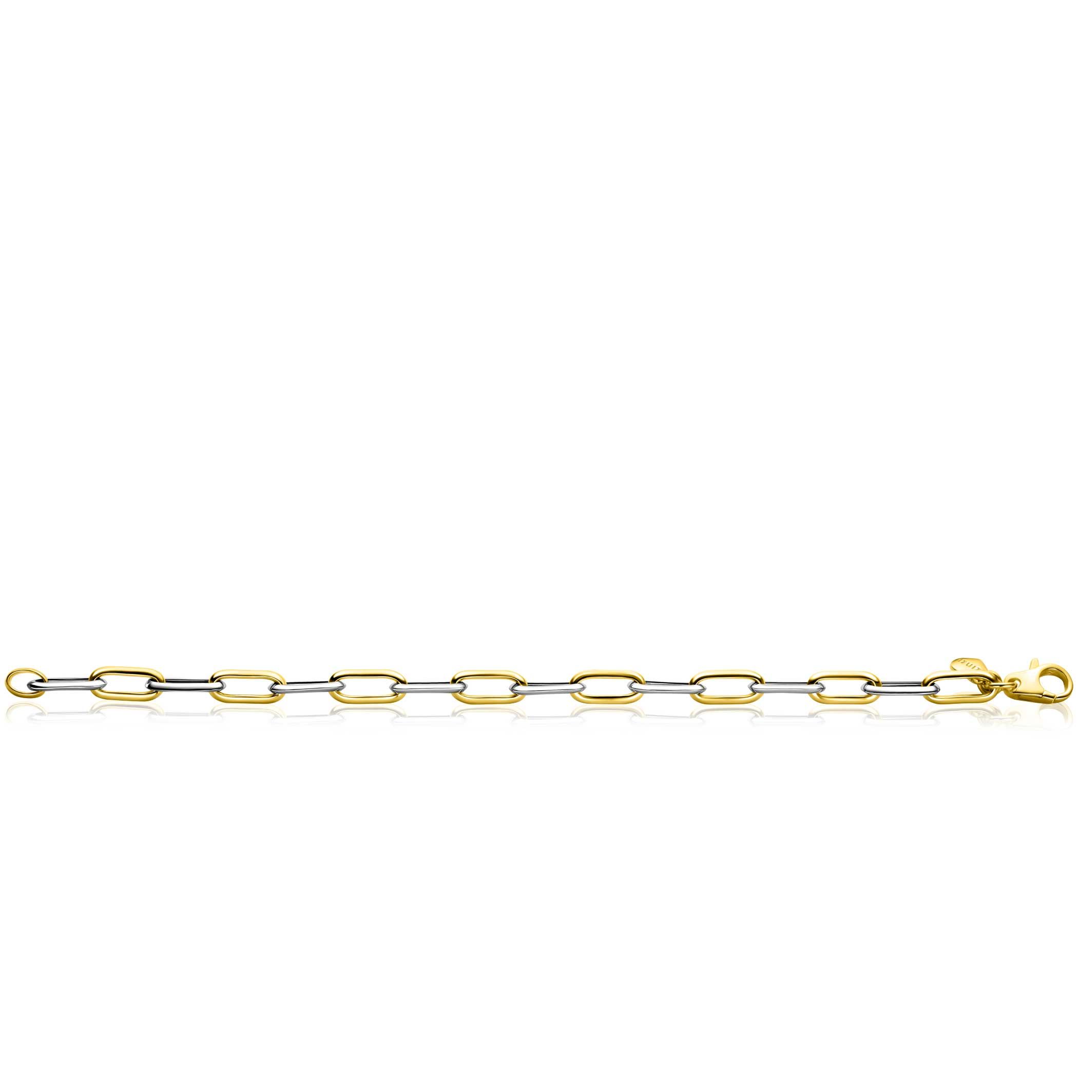 ZINZI bicolor silver oval link bracelet 6mm wide 20cm ZIA2668