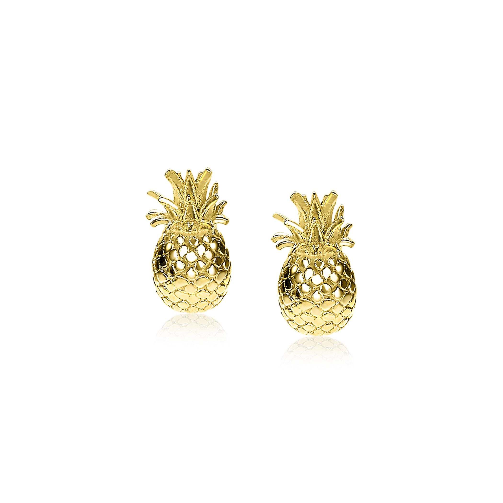 ZINZI Gold Plated Sterling Silver Stud Earrings Pineapple ZIO1699G