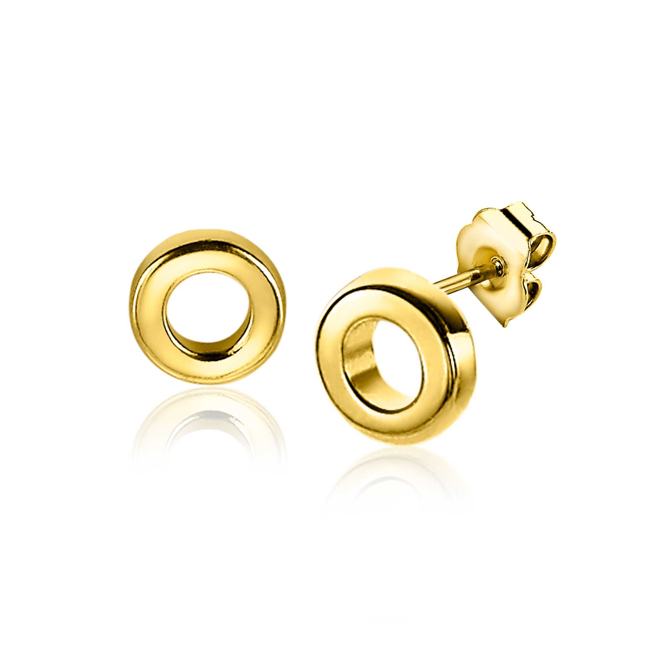 5mm ZINZI Gold Plated Sterling Silver Stud Earrings Open Circle ZIO2168G