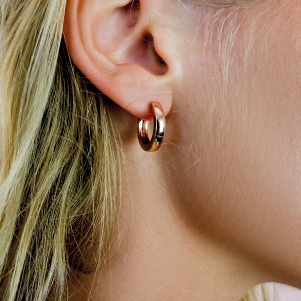 15mm ZINZI Rose Gold Plated Sterling Silver Hoop Earrings width 3mm ZIO191R