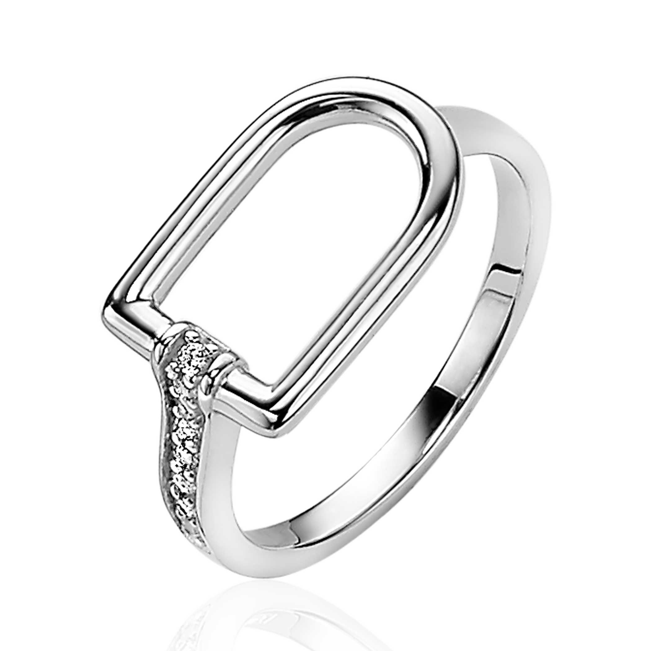 ZINZI Sterling Silver Ring Oval White Zirconias 10mm ZIRBF21