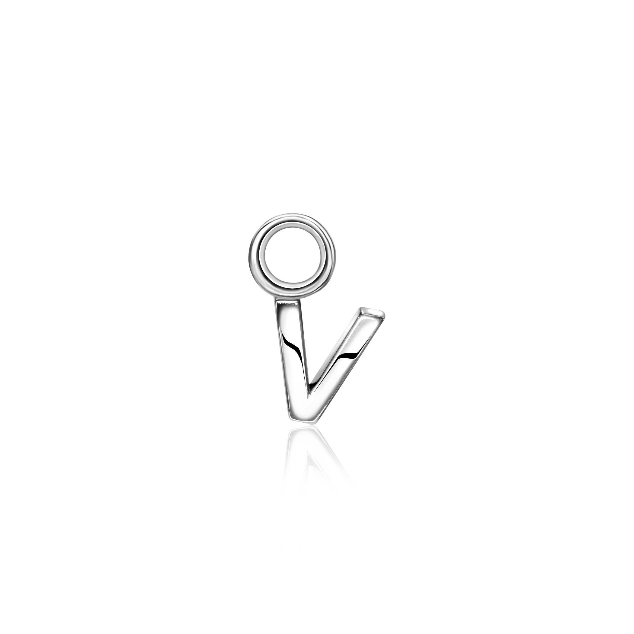 ZINZI Sterling Silver Letter Earrings Pendant V price per piece ZICH2144V (excl. hoop earrings)