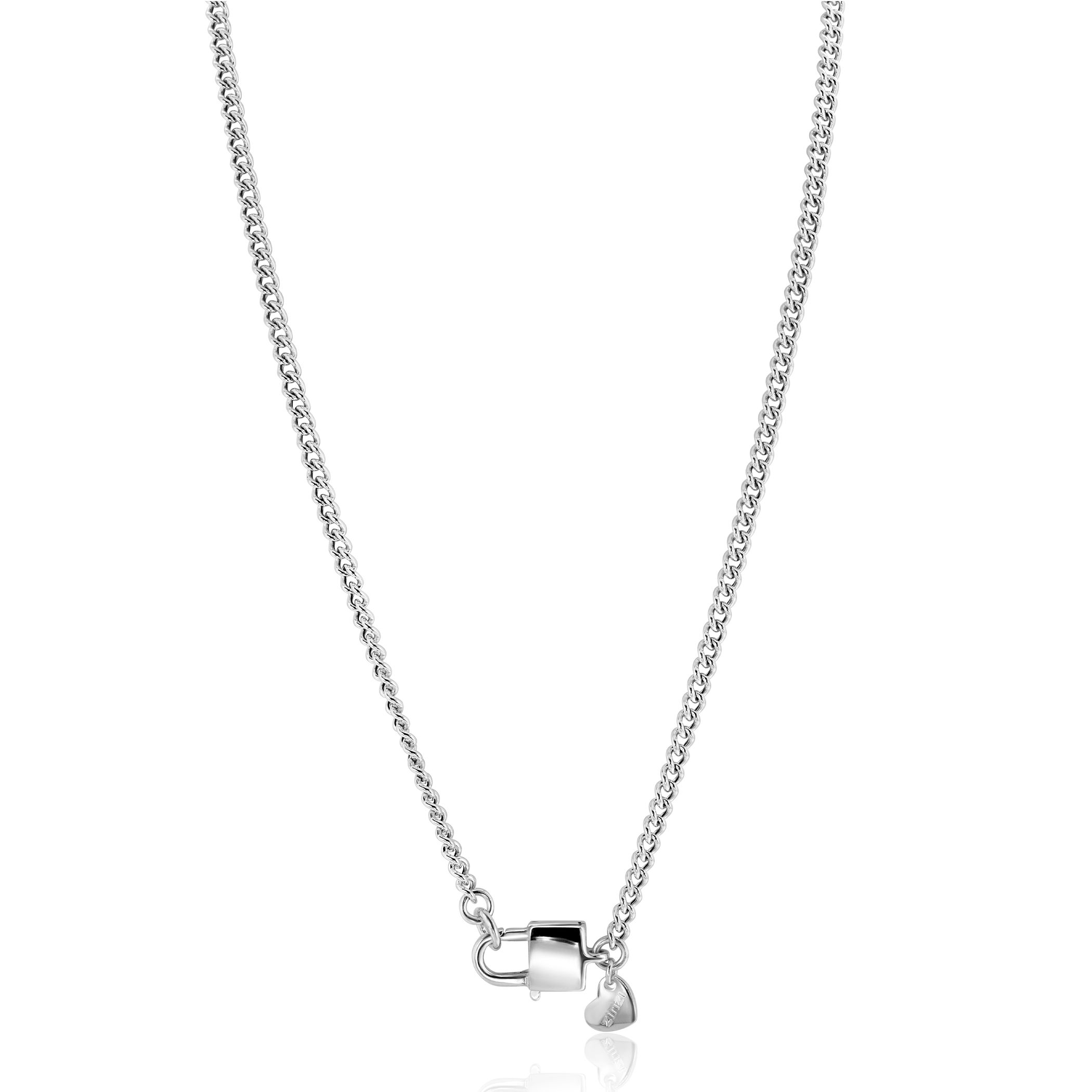 ZINZI Sterling Silver Curb Chain Necklace with Trendy Lock as Clasp 3.8mm width 43cm ZIC2411