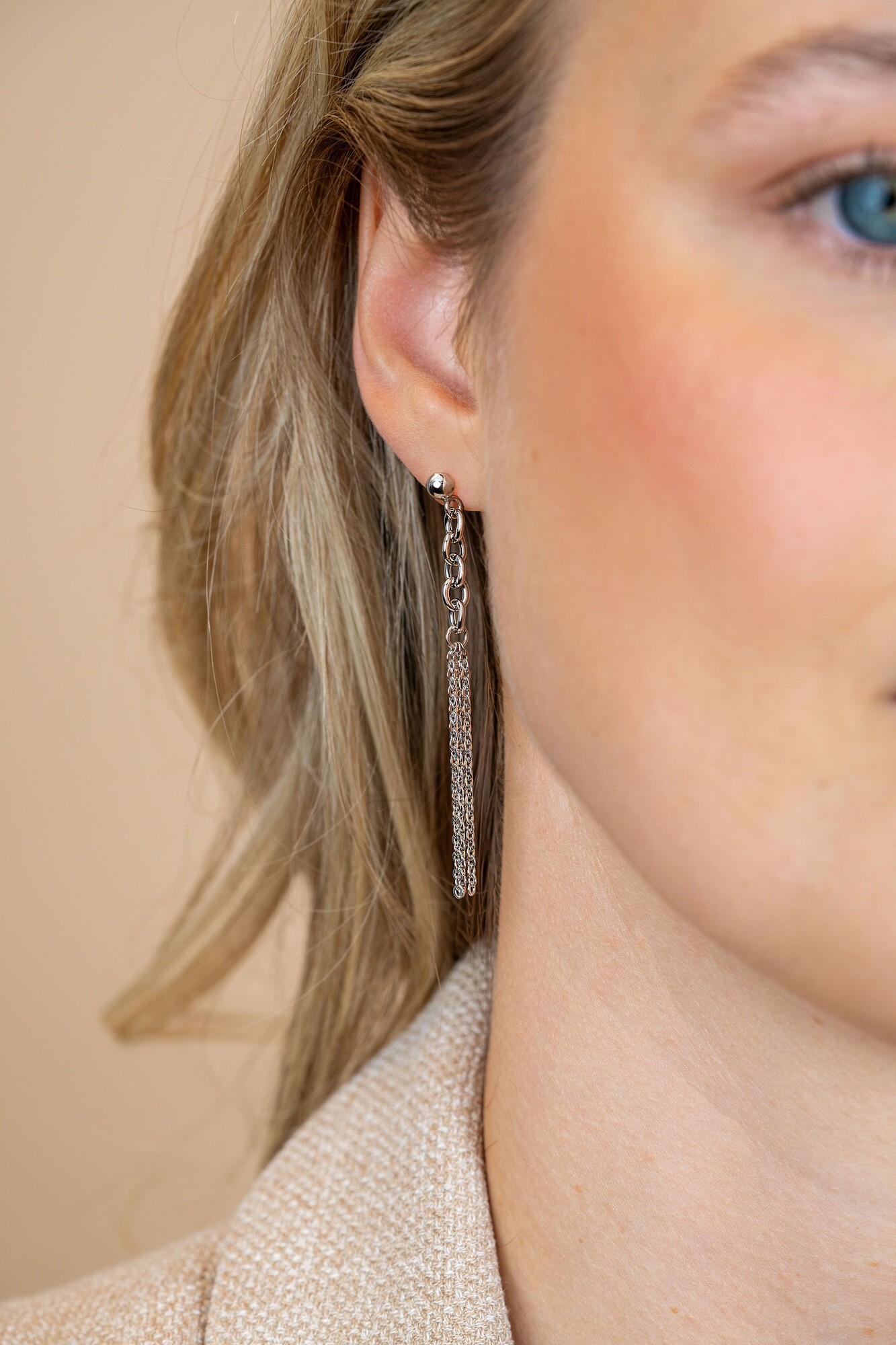 ZINZI zlv. oorstekers ovale schakels lang