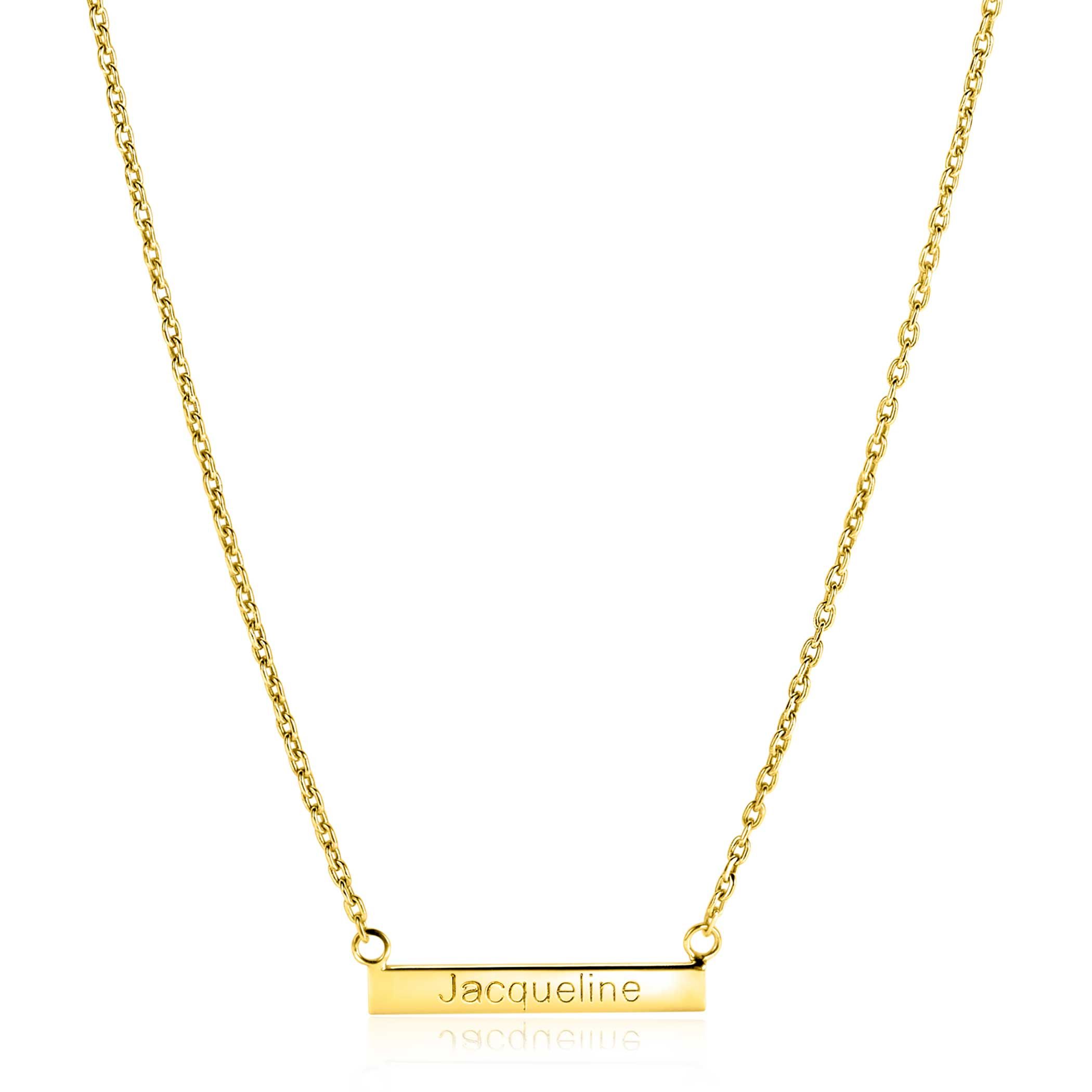 ZINZI Gold Plated Sterling Silver Necklace 45cm with Shiny Plate to Engrave ZIC2344G