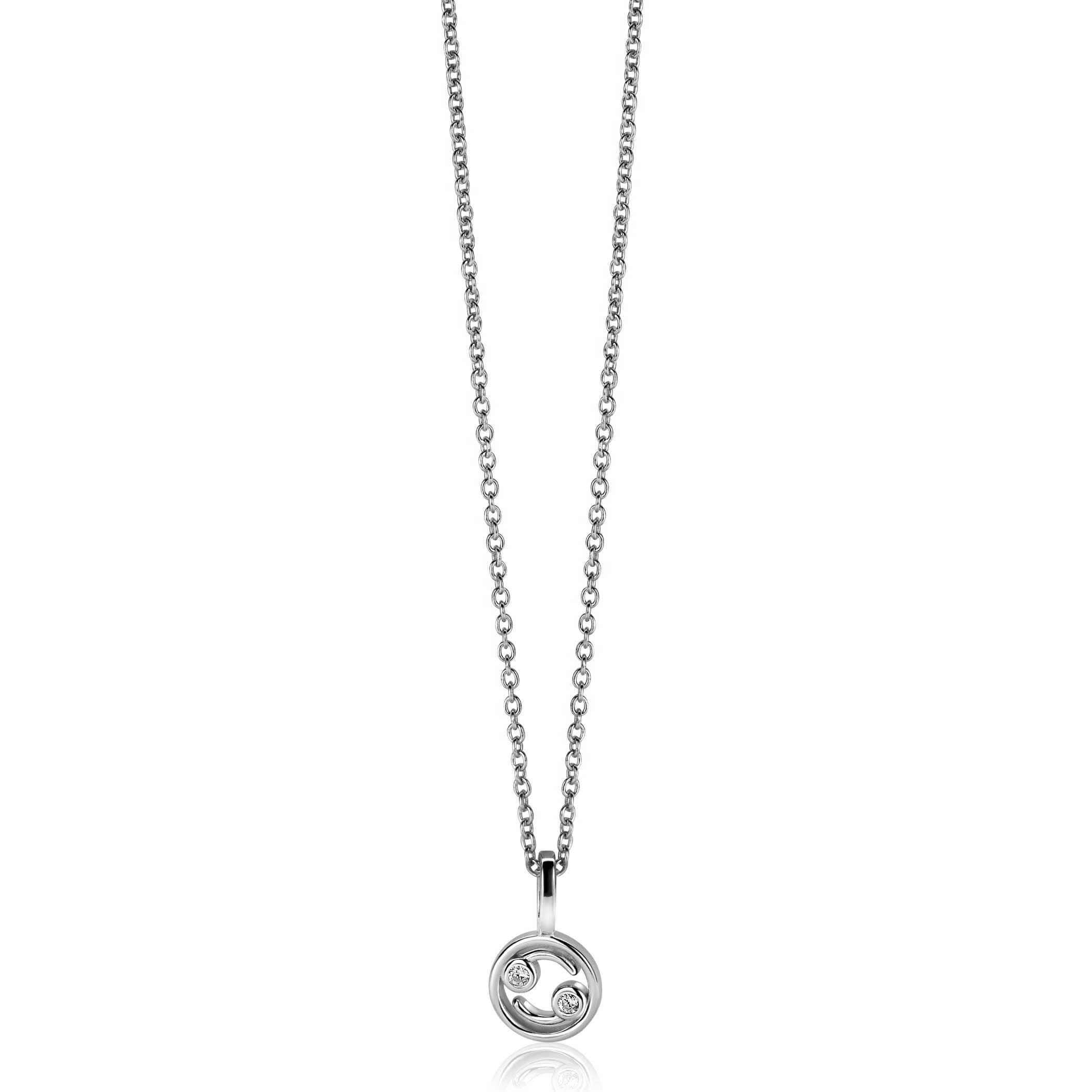 9mm ZINZI silver Cancer zodiac sign pendant set with white zirconias ZIH-KRE (without necklace)
