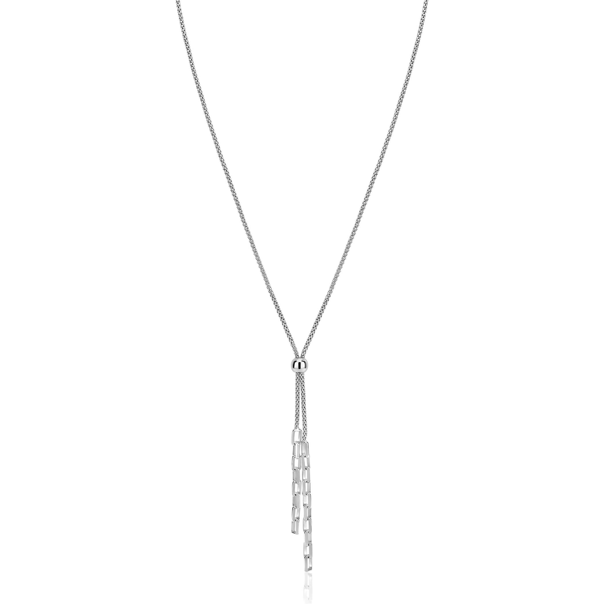 ZINZI zlv. Y-collier popcorn en schakels 43-46cm