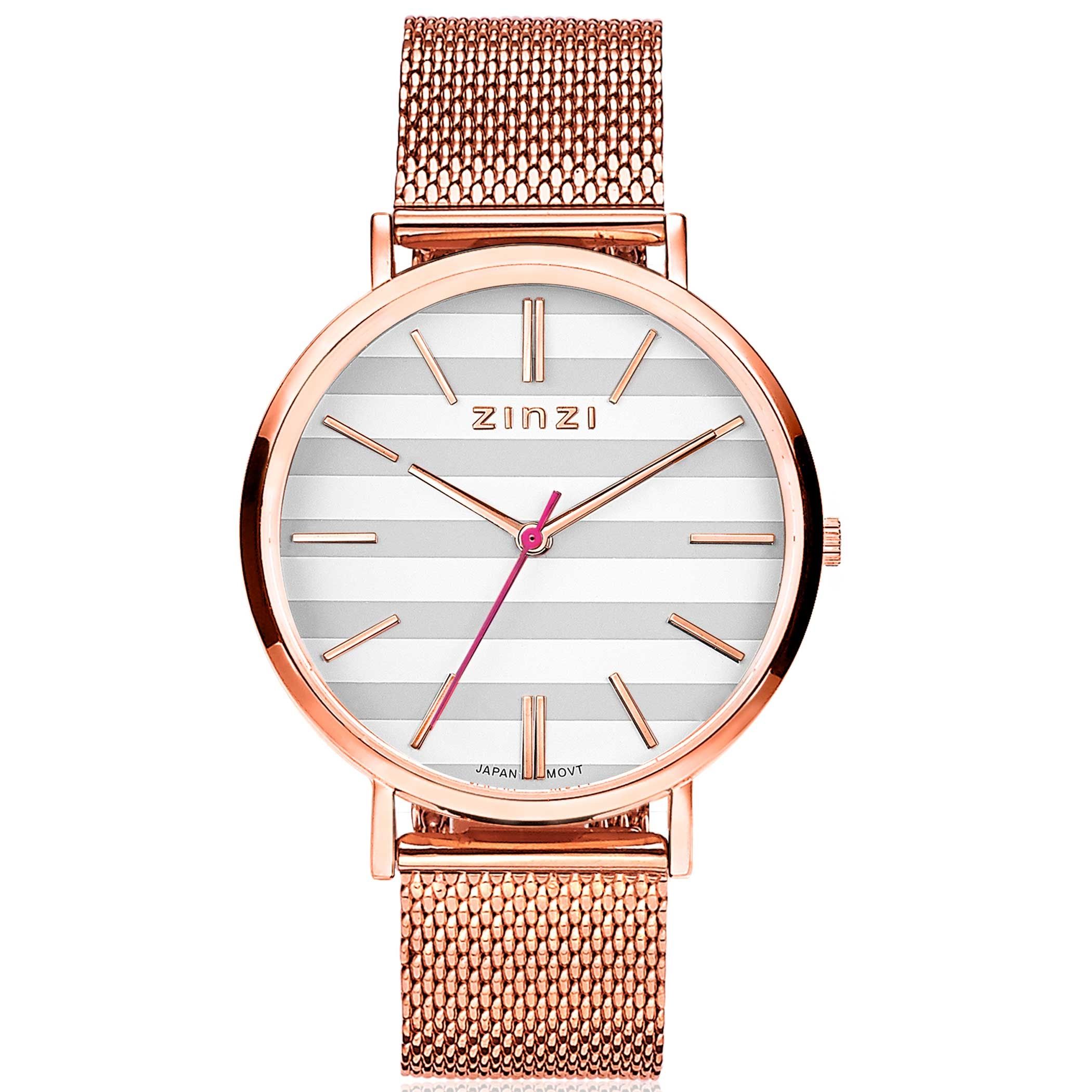 ZINZI Retro Watch with Grey-White Striped Dial ZIW420M