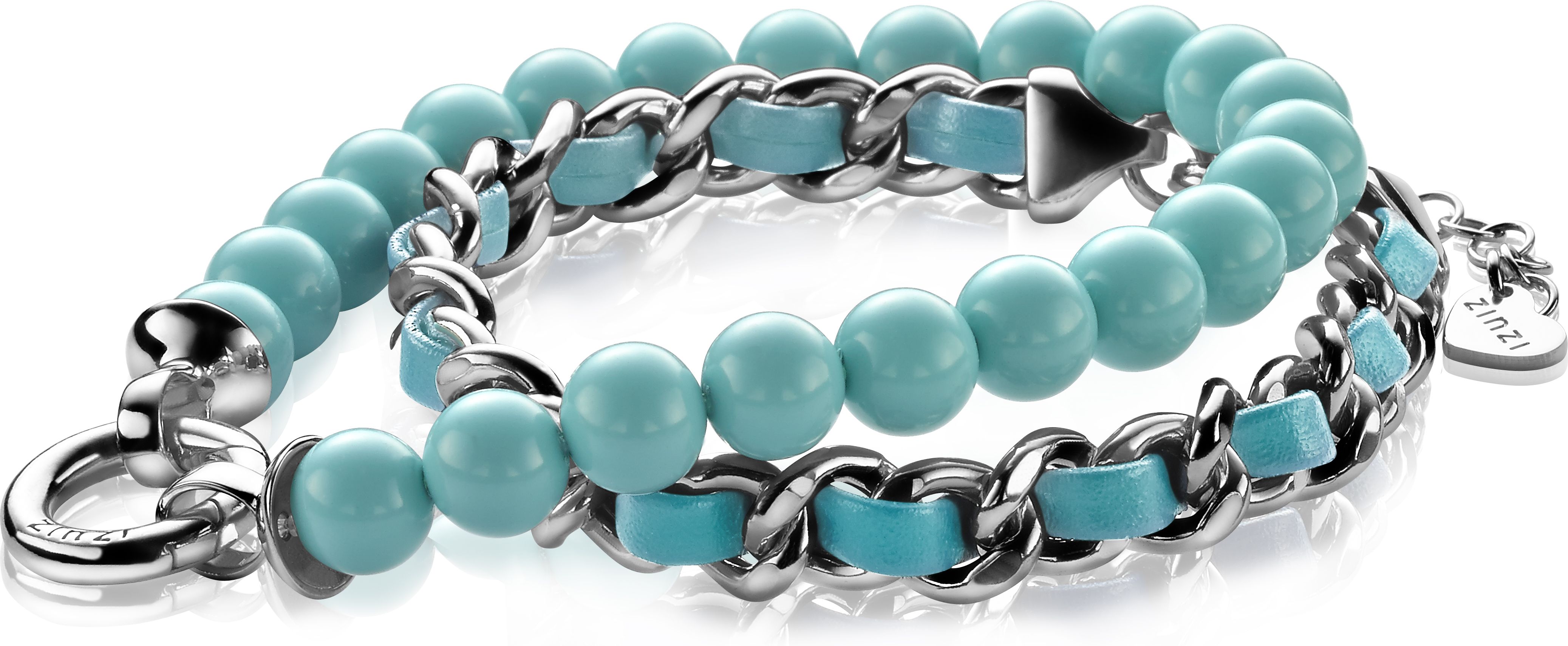 ZINZI Sterling Silver Pearl Bracelet Turquoise with Clasp 20cm ZIA401T-S