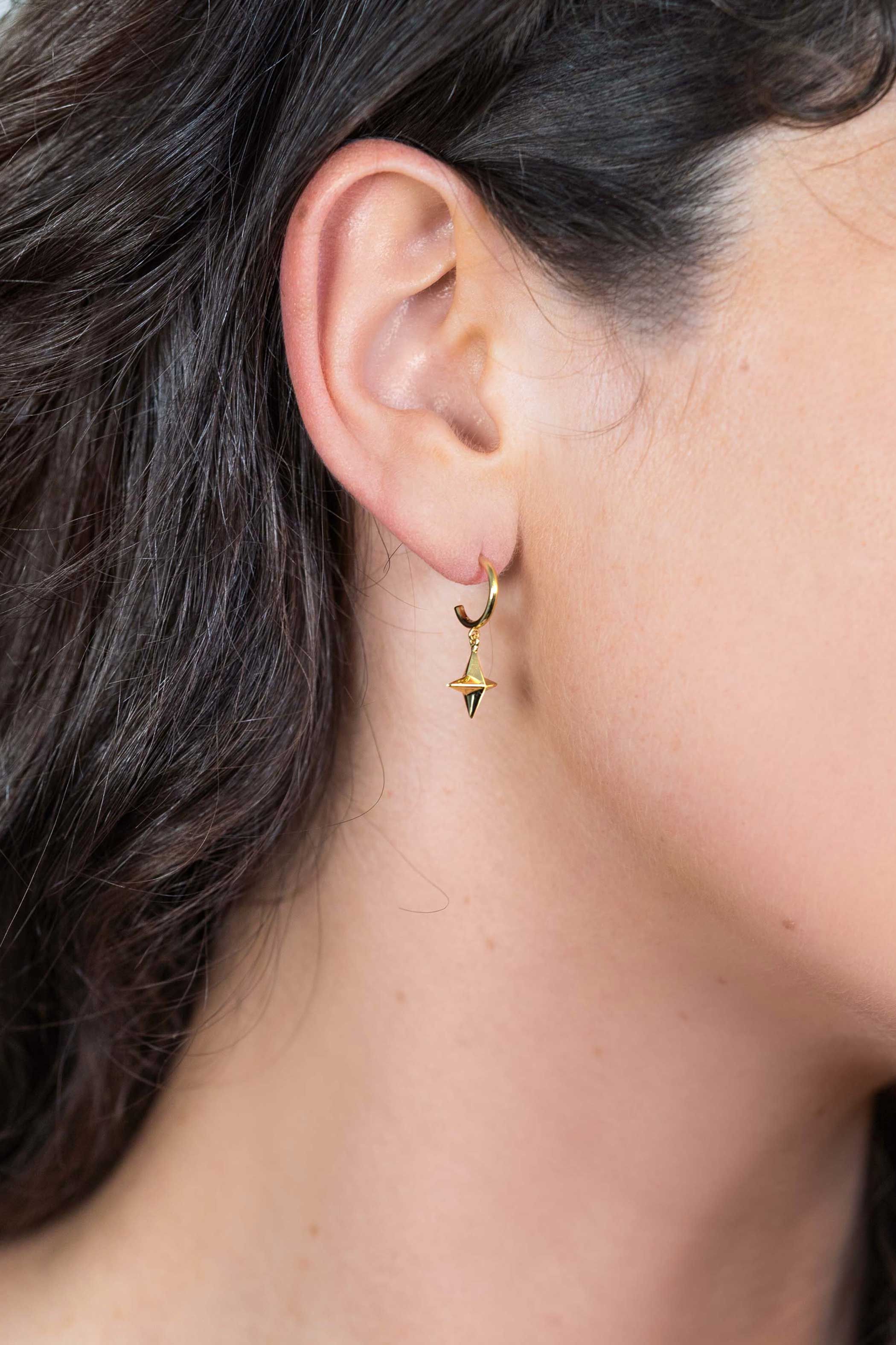 ZINZI Gold Plated Sterling Silver Earrings Star Charm ZIO1979G