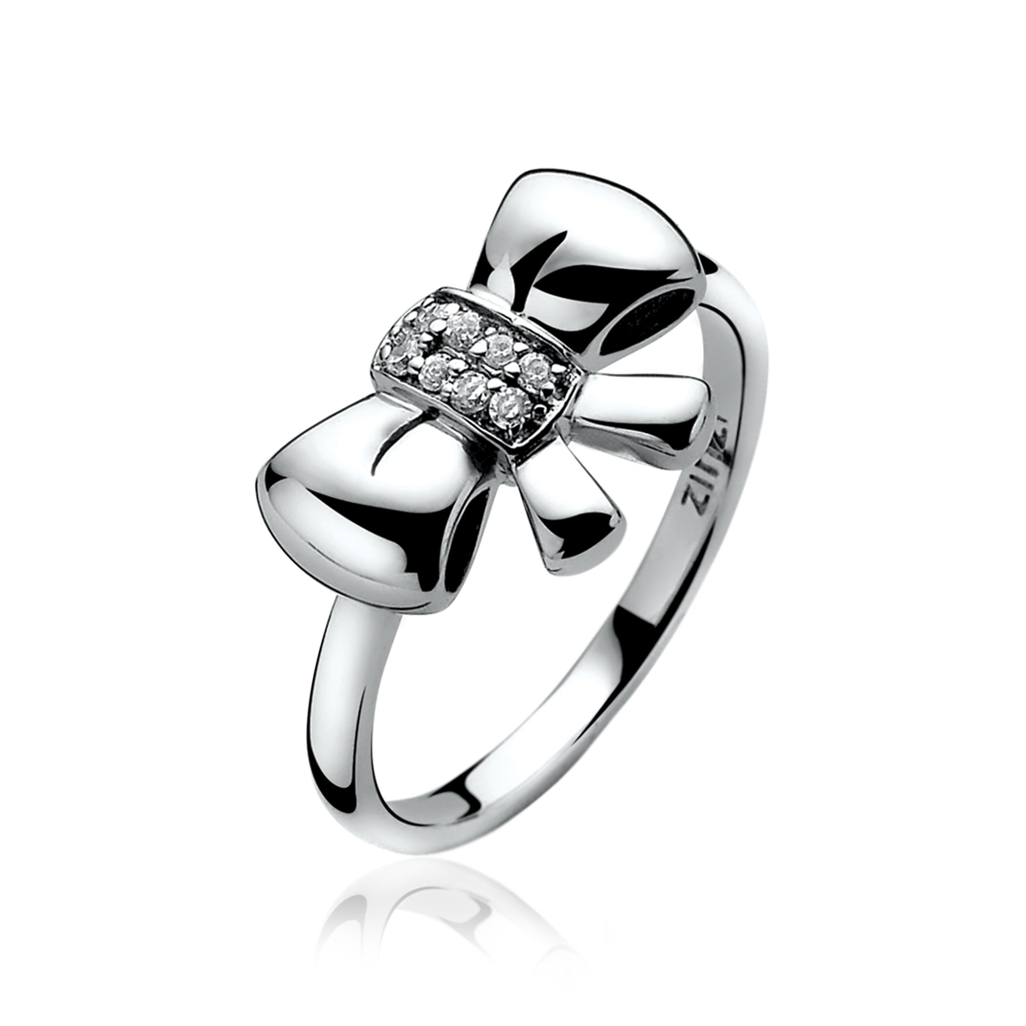 ZINZI Sterling Silver Ring Bow White ZIR857