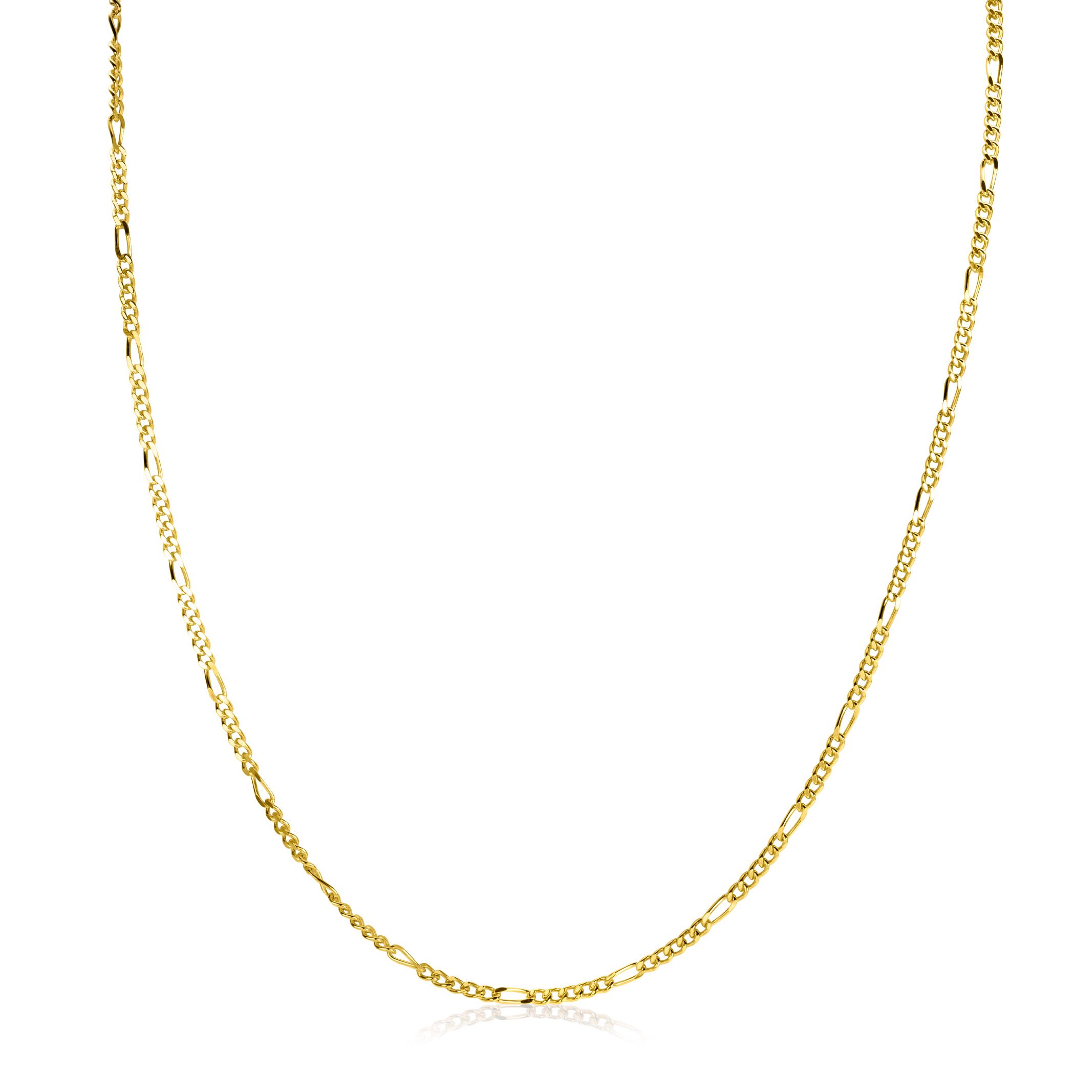 80cm ZINZI Gold Plated Sterling Silver Figaro Necklace ZILC-F80G