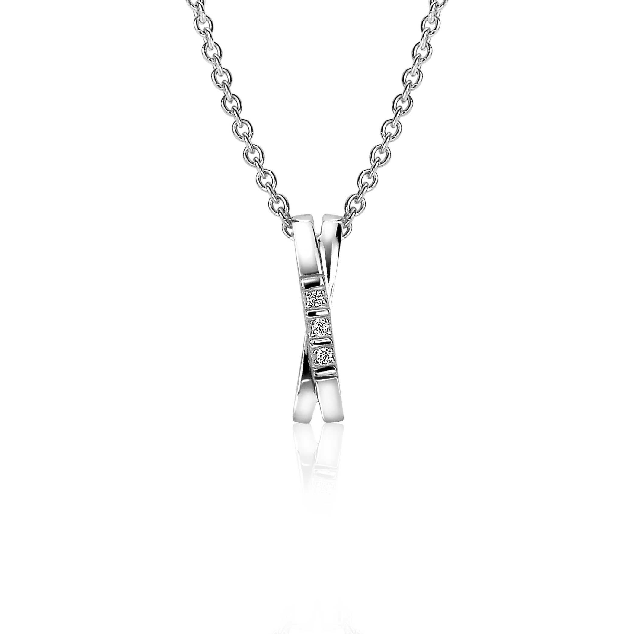 16mm ZINZI Sterling Silver Pendant Crossover White ZIH2039
