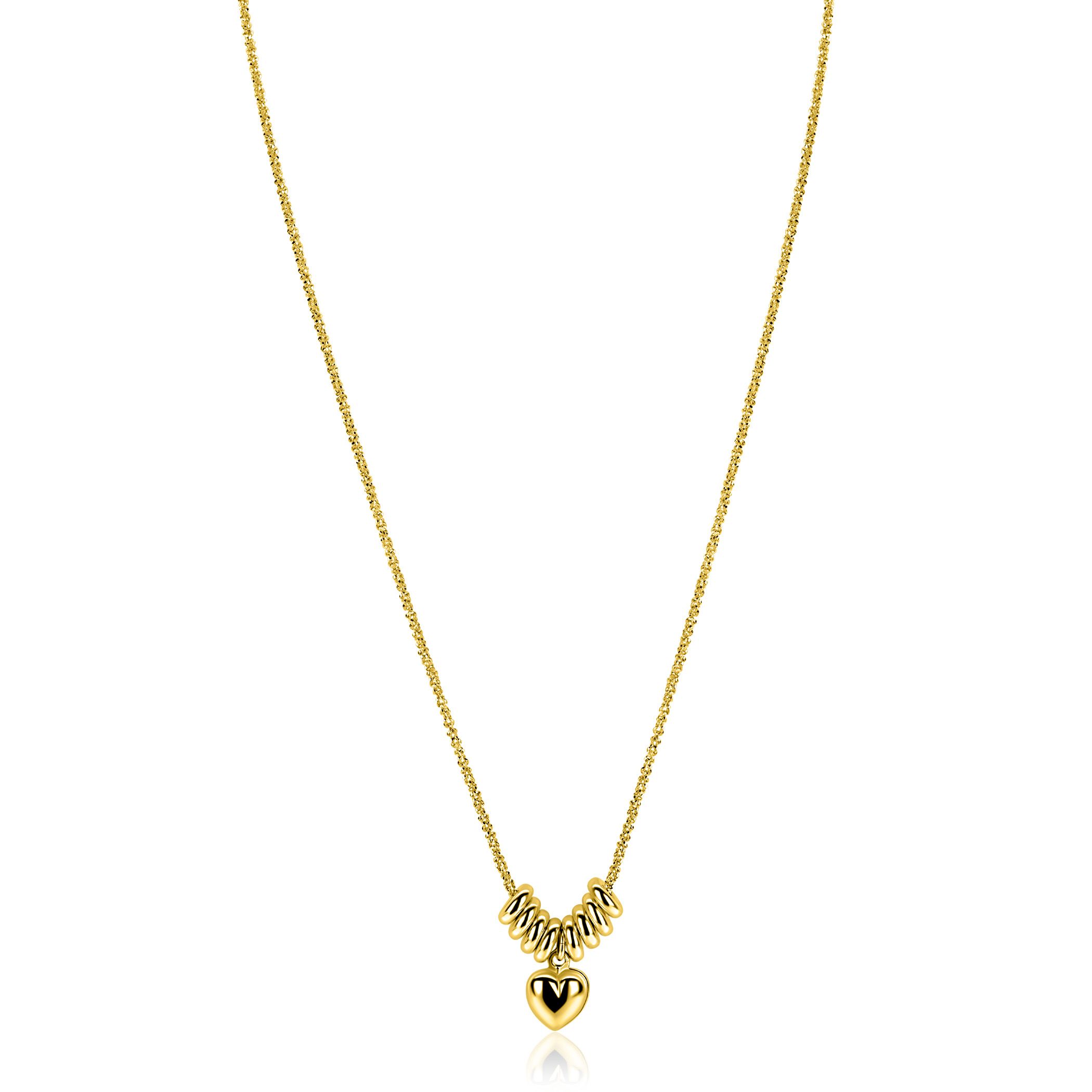 ZINZI zlv. collier gg.verg. met hartje en donuts 42/45