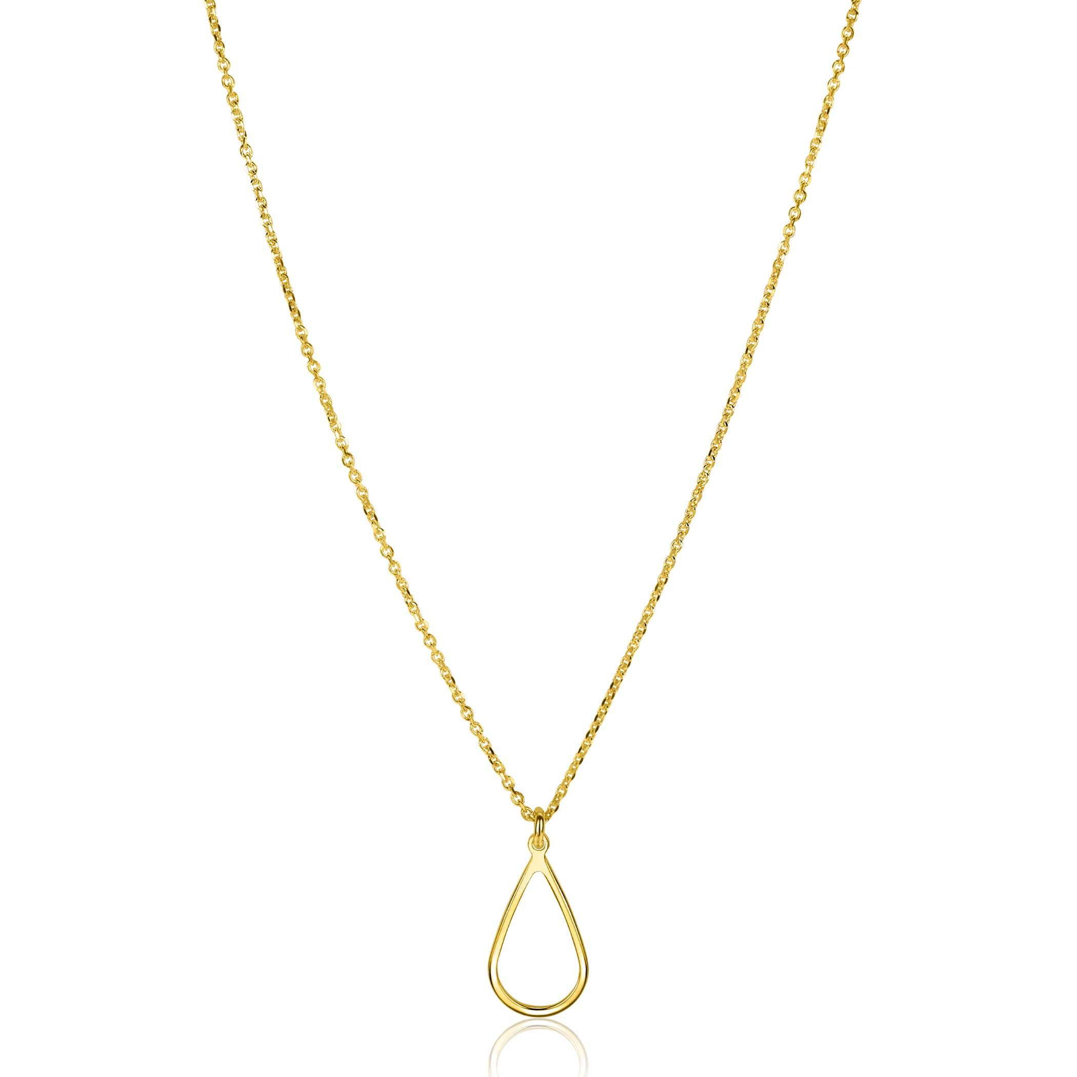 ZINZI gold plated silver jasseron necklace with open teardrop-shaped pendant (10mm) 42-45cm ZIC2635