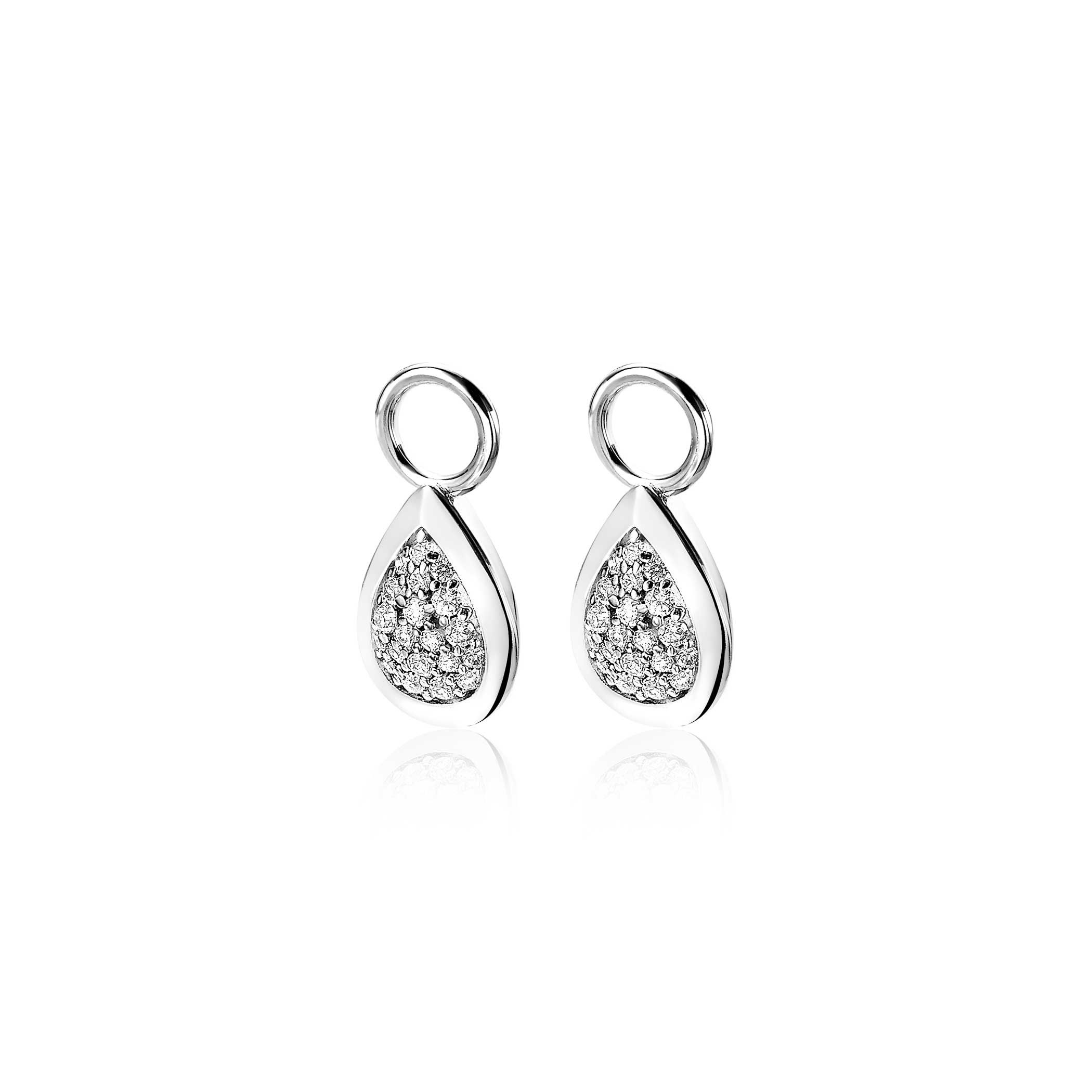ZINZI Sterling Silver Earrings Pendants Drop White ZICH1768 (excl. hoop earrings)