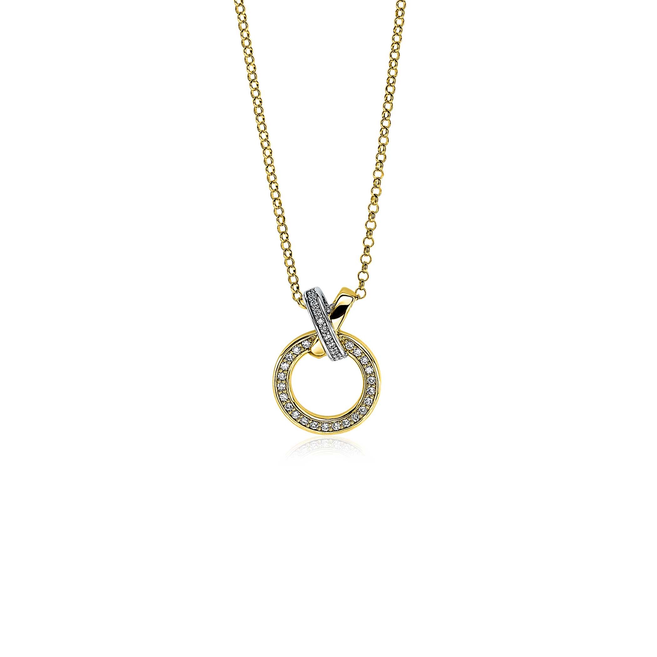 ZINZI zlv.collier gg.verg oog X en ronde vorm zirc.