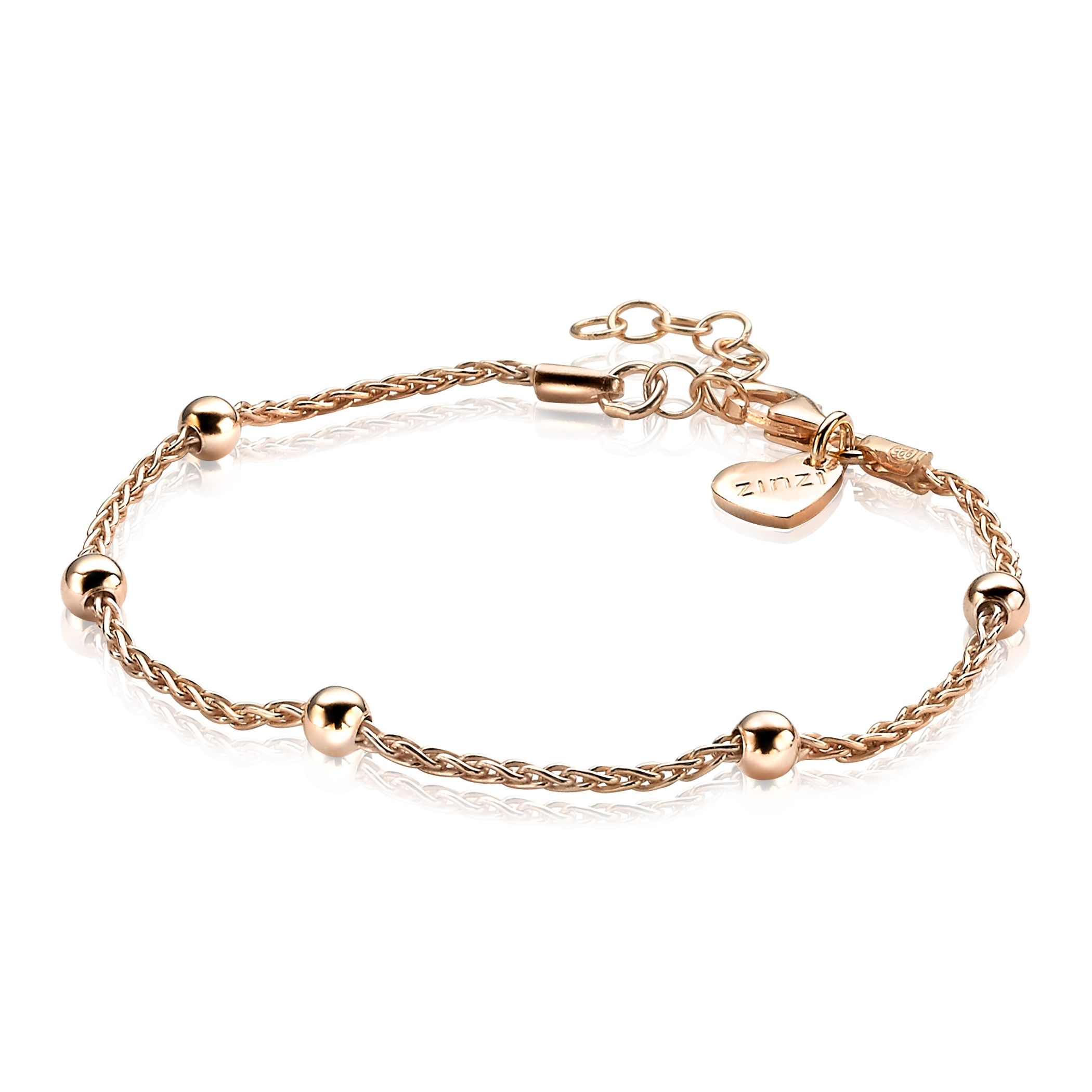 ZINZI Rose Gold Plated Sterling Silver Fantasy Bracelet 17,5-20,5cm ZIA1128R