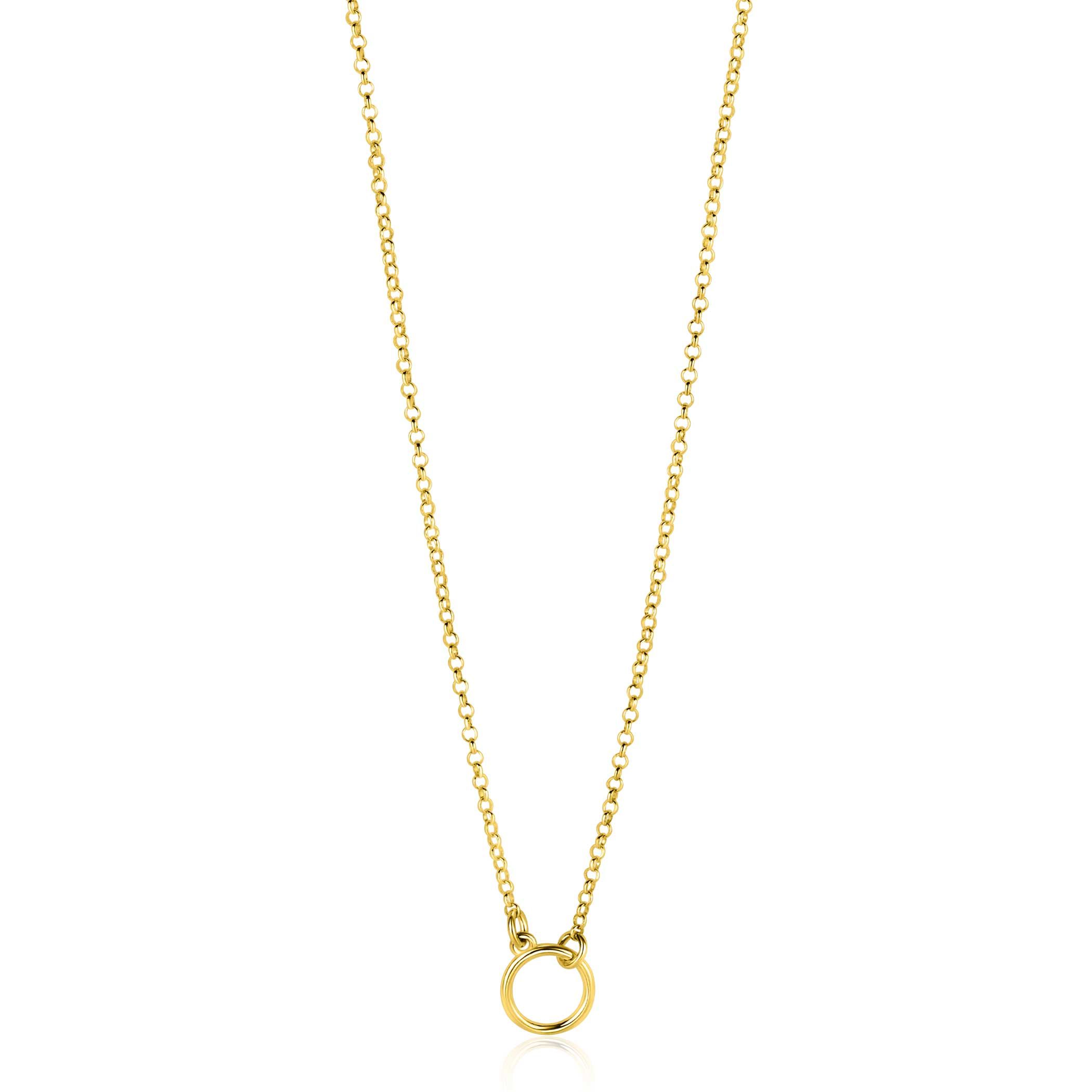 ZINZI Gold Plated Sterling Silver Necklace with Open Circle 40-45cm ZIC2523G