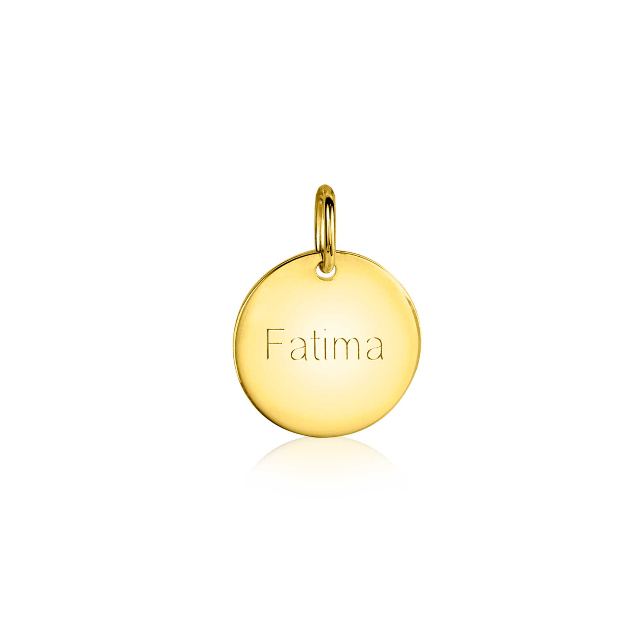 15mm ZINZI Gold Plated Sterling Silver Pendant Shiny Coin to Engrave ZIH2345G15 (excl. necklace)