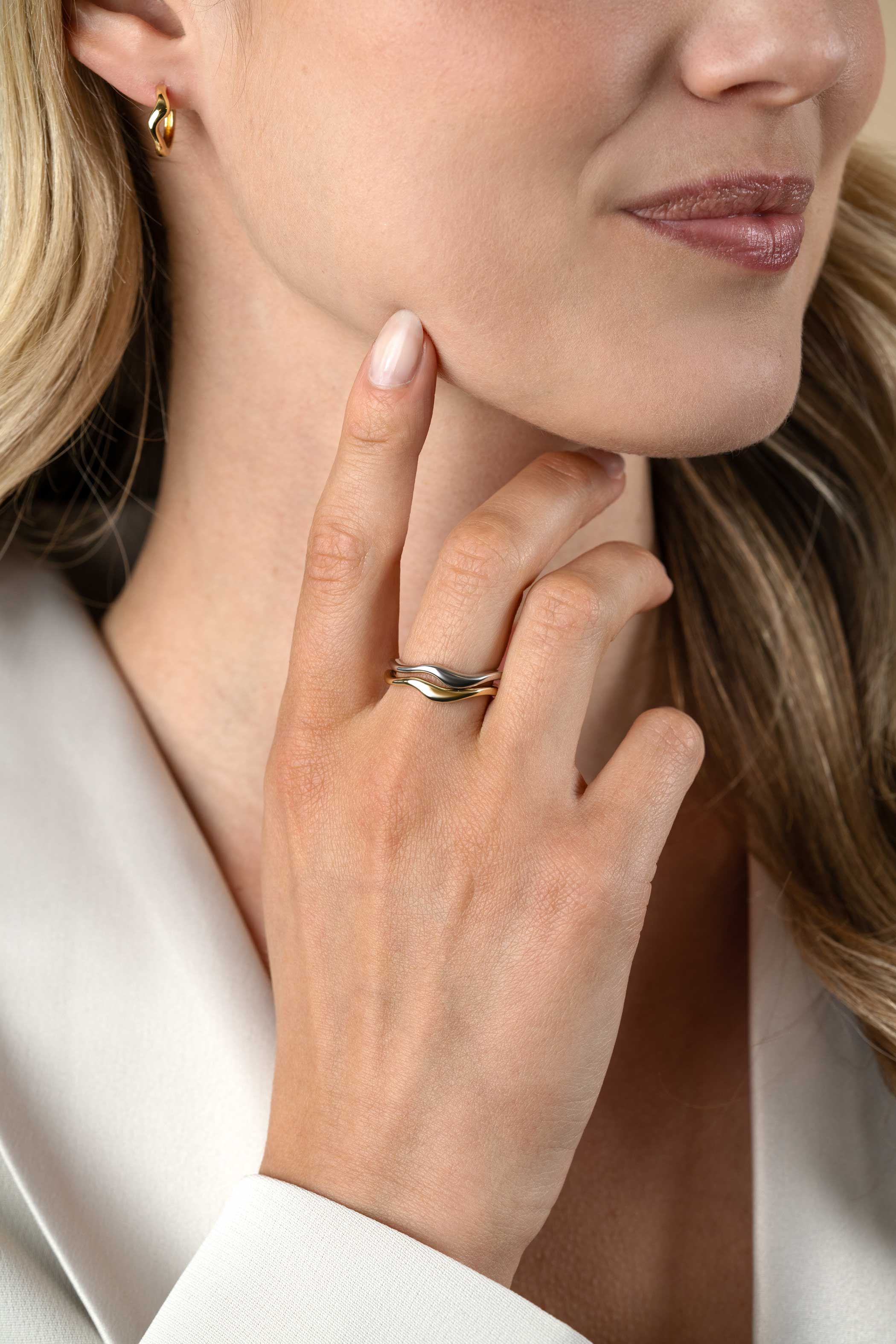 ZINZI gold plated silver ring organically shaped 3.5mm wide ZIR2627G