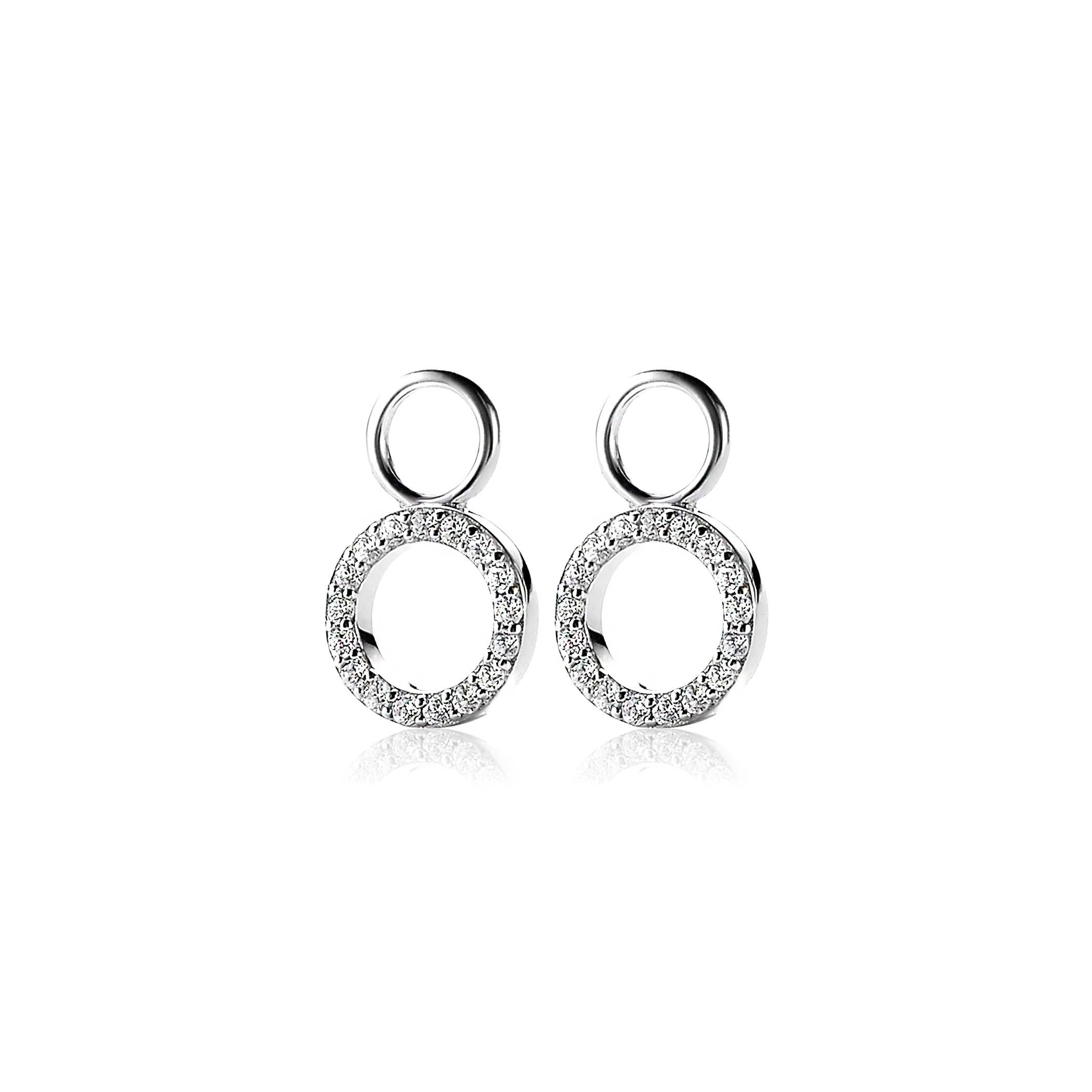 ZINZI Sterling Silver Earrings Pendants Open Circle White Zirconias ZICH1063 (excl. hoop earrings)