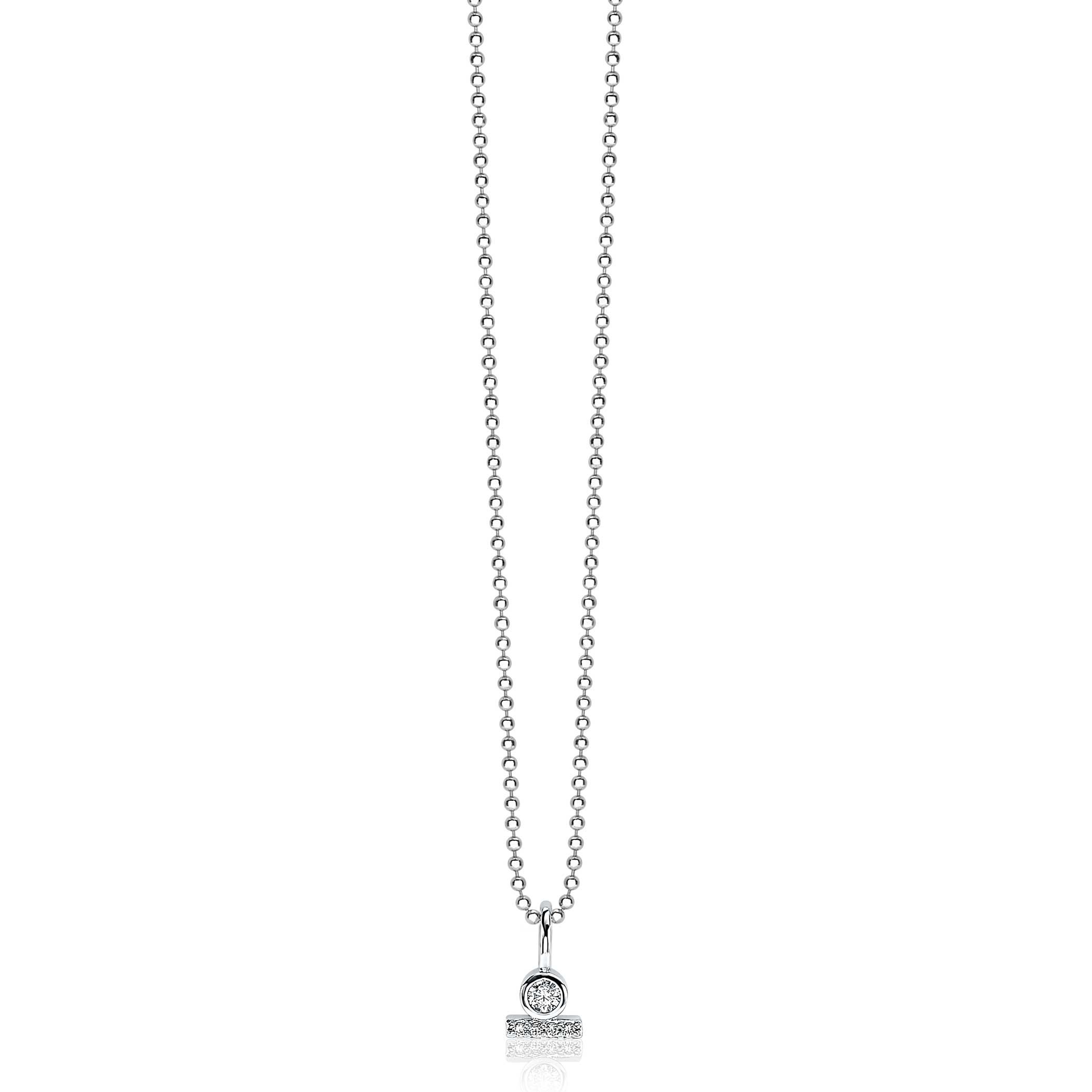 ZINZI Sterling Silver Pendant Round Bar White ZIH1822