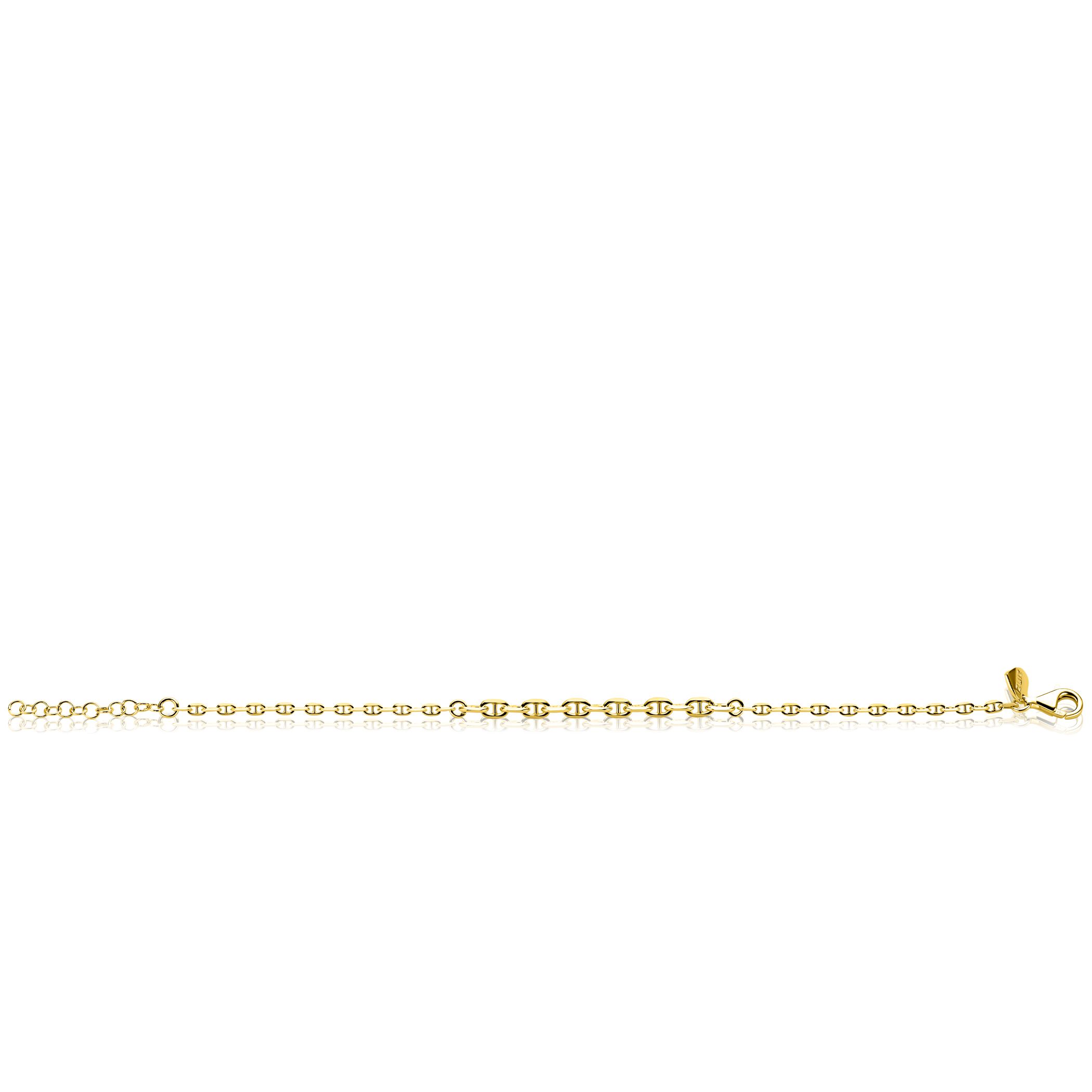 ZINZI zlv. armband gg.verg.marine schakels aflopend