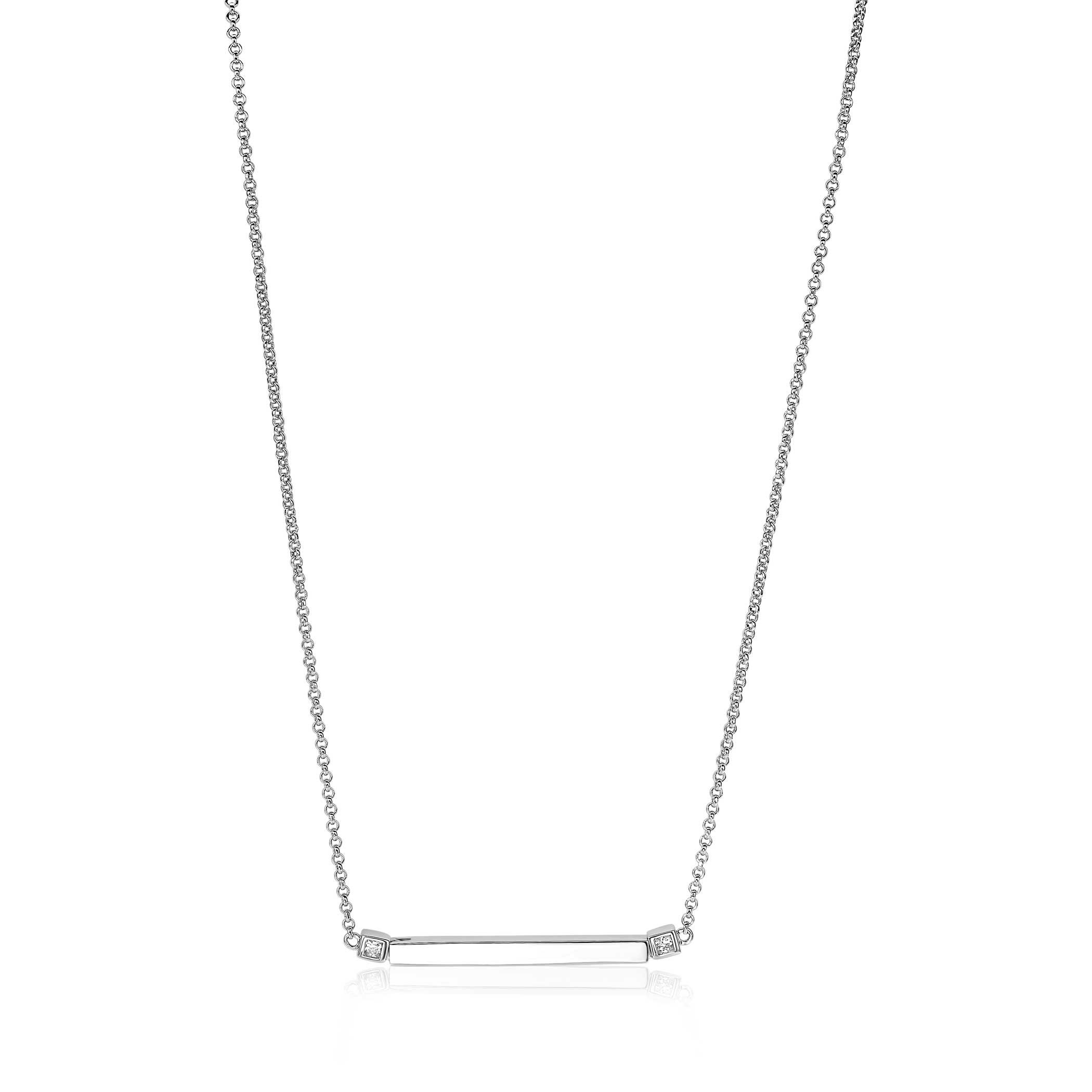 ZINZI Sterling Silver Necklace Bar White 42cm ZIC1817