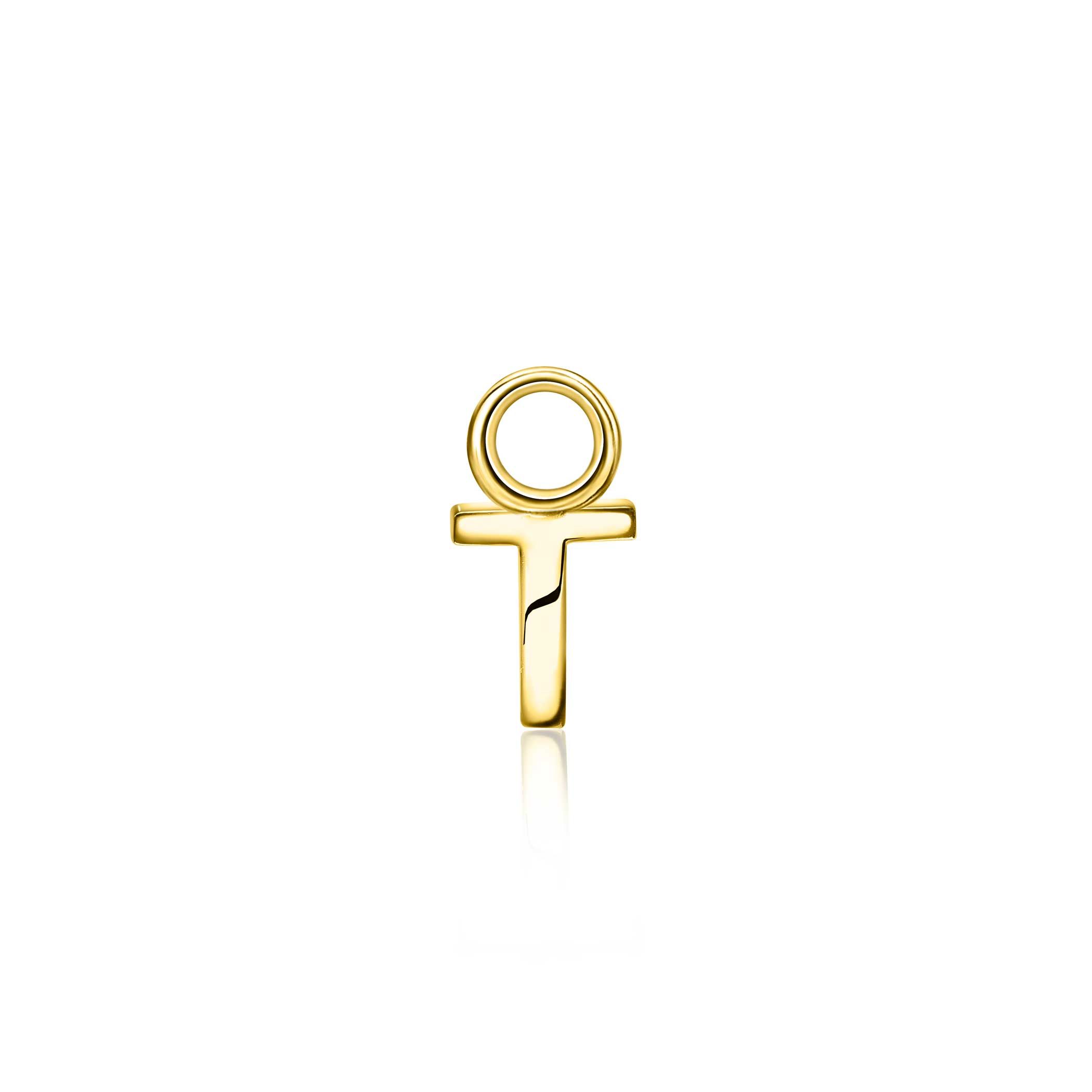 ZINZI Gold Plated Letter Earrings Pendant T price per piece ZICH2145T (excl. hoop earrings)