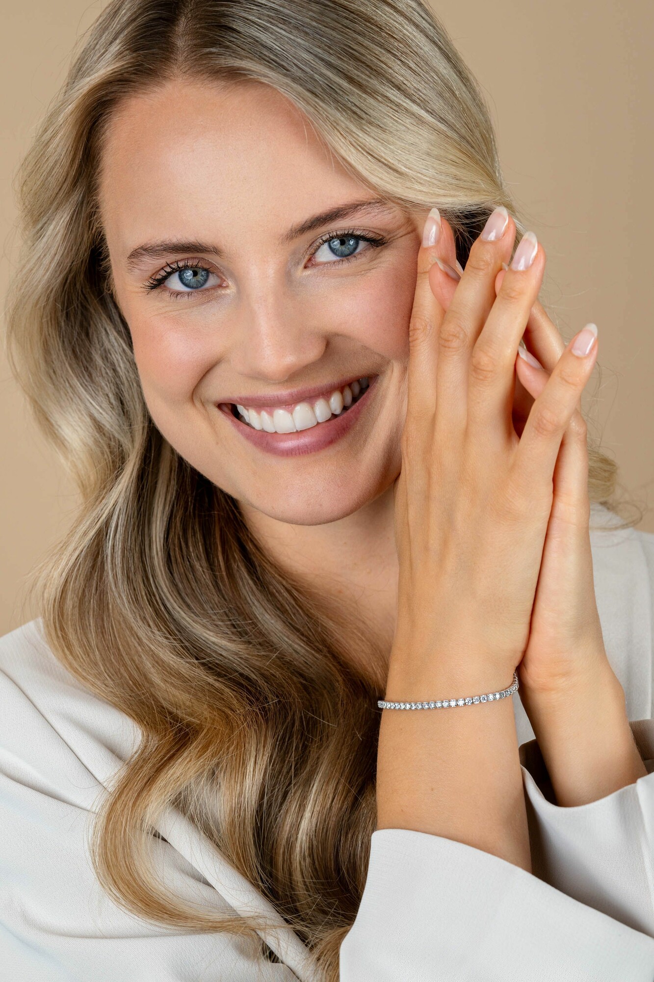 ZINZI silver tennis bracelet 3mm wide, set with white cubic zirconias in square settings 17-20cm ZIA2665