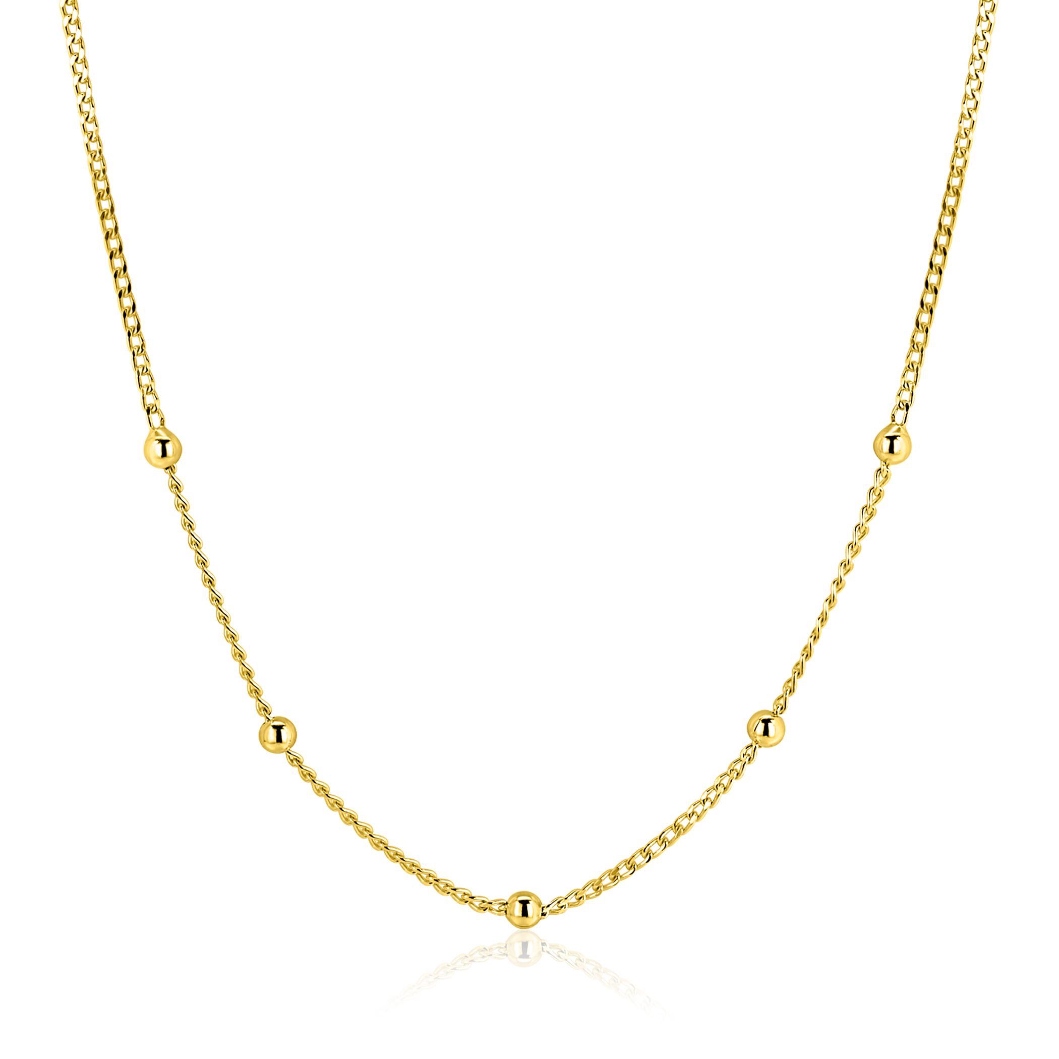 ZINZI zlv. collier gg.verg.gourmet en bolletjes 42+3cm