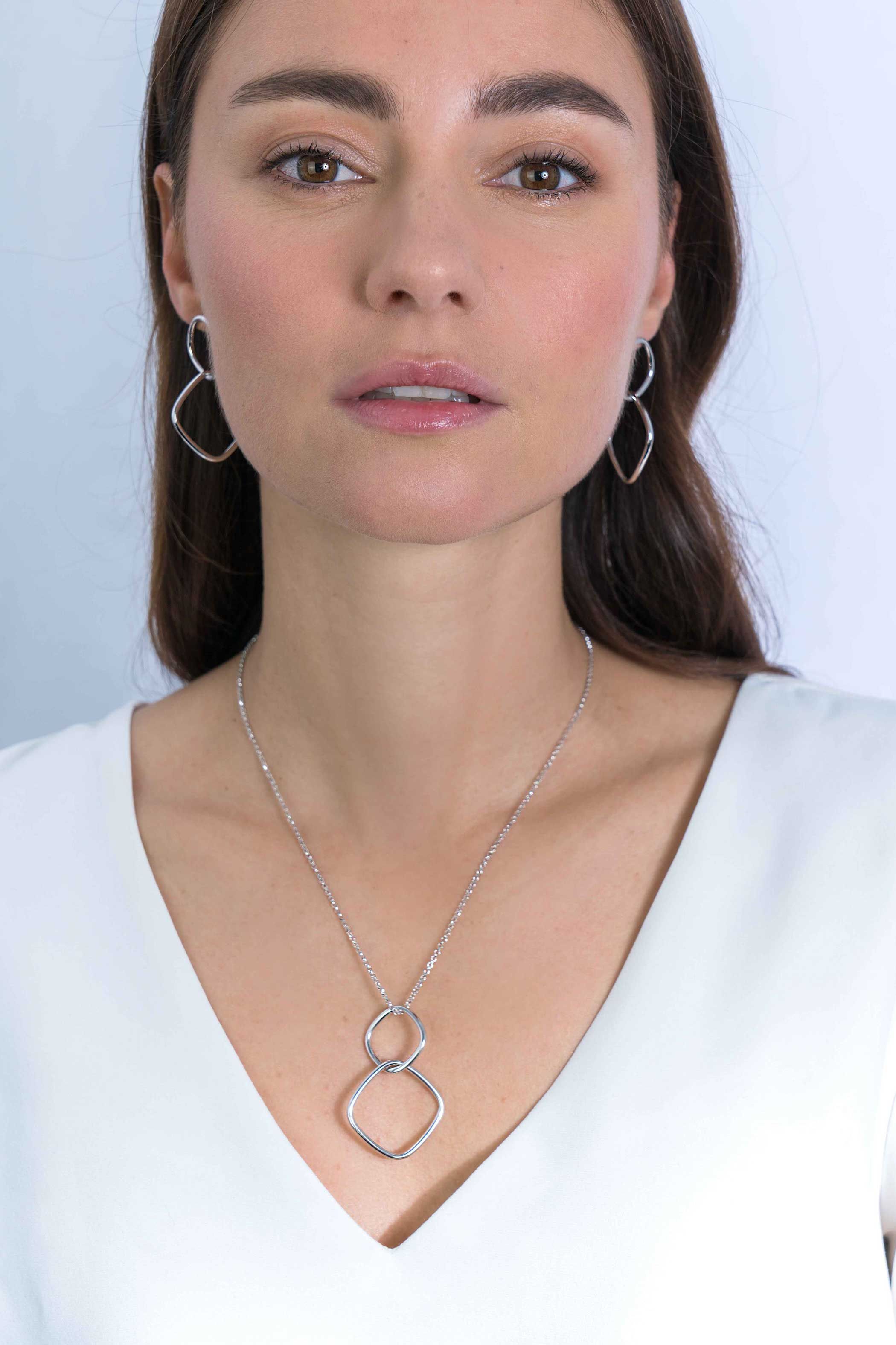 ZINZI Sterling Silver Necklace Square Pendants 60cm ZIC2096