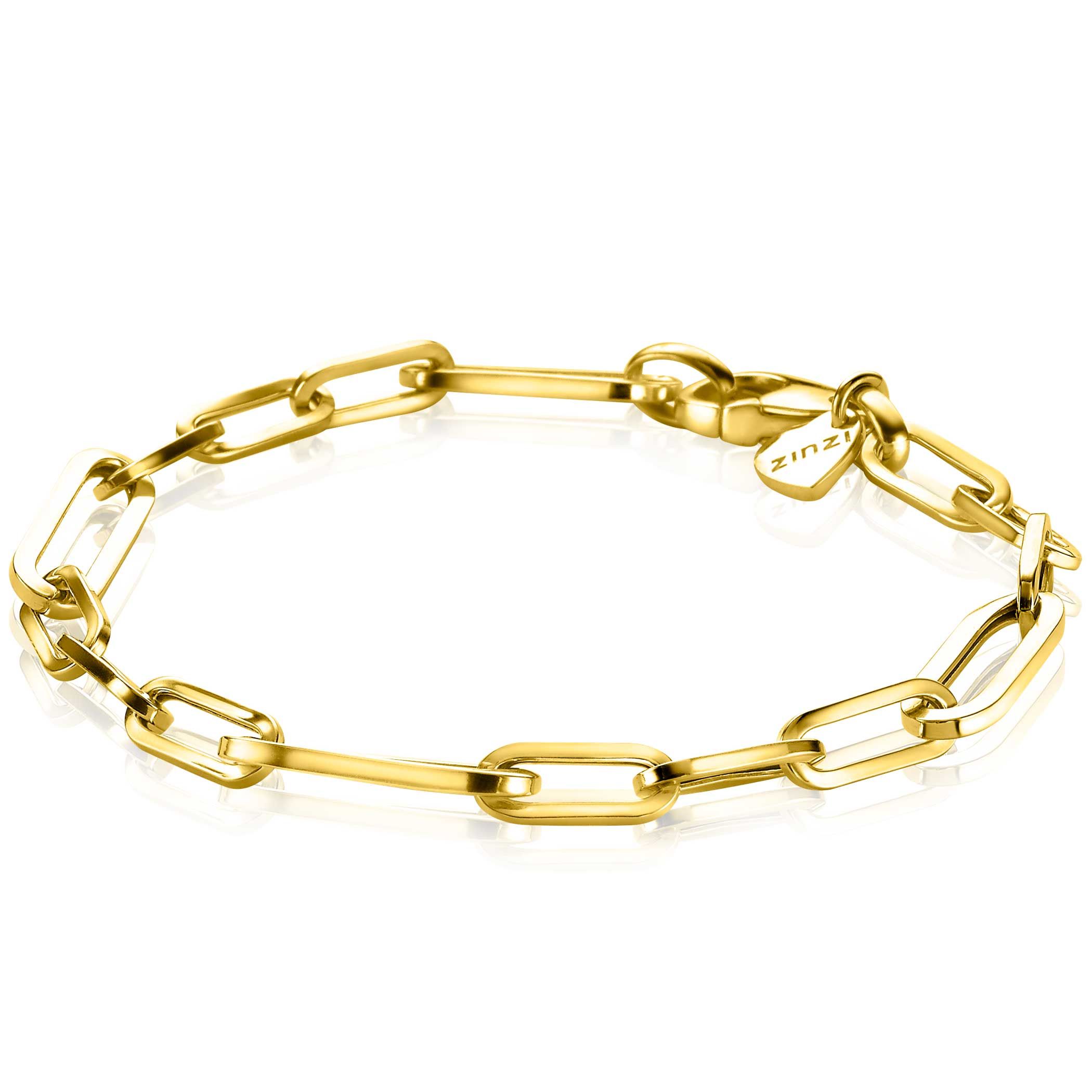 ZINZI Gold Plated Sterling Silver Bracelet Oval ''Closed Forever'' Chain width 6mm ZIA1990G