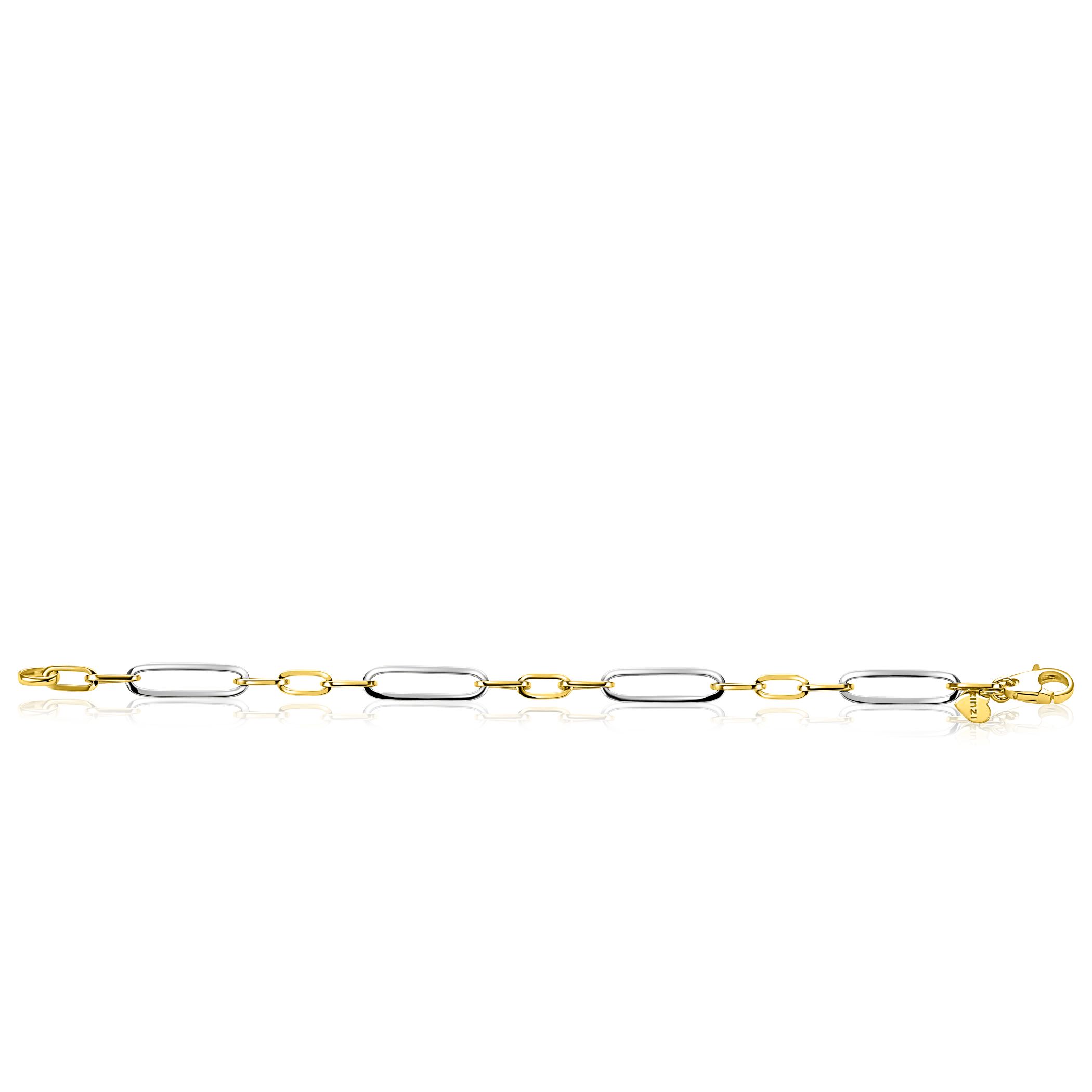 ZINZI zlv. armband bicolor met ovale schakels