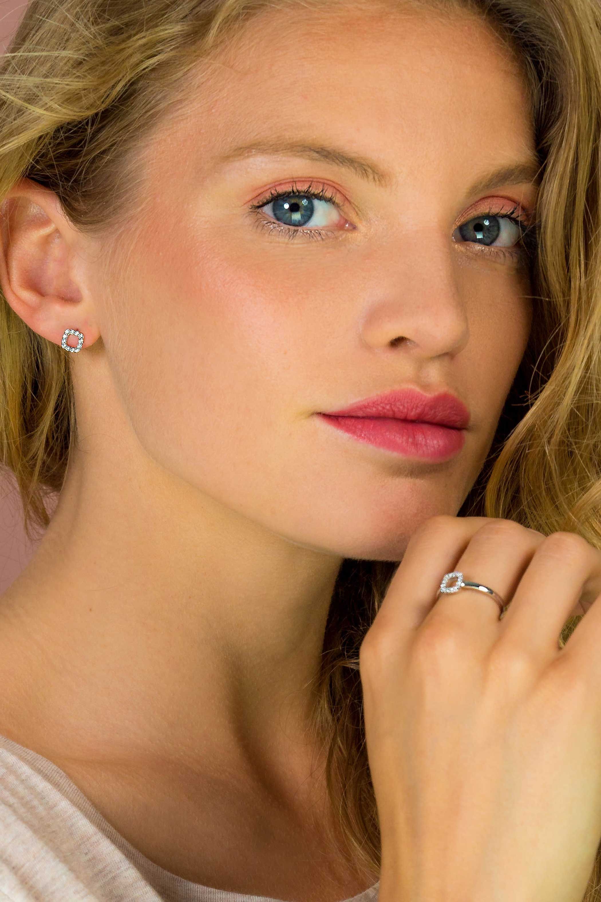 ZINZI Sterling Silver Ring Square White ZIR1468