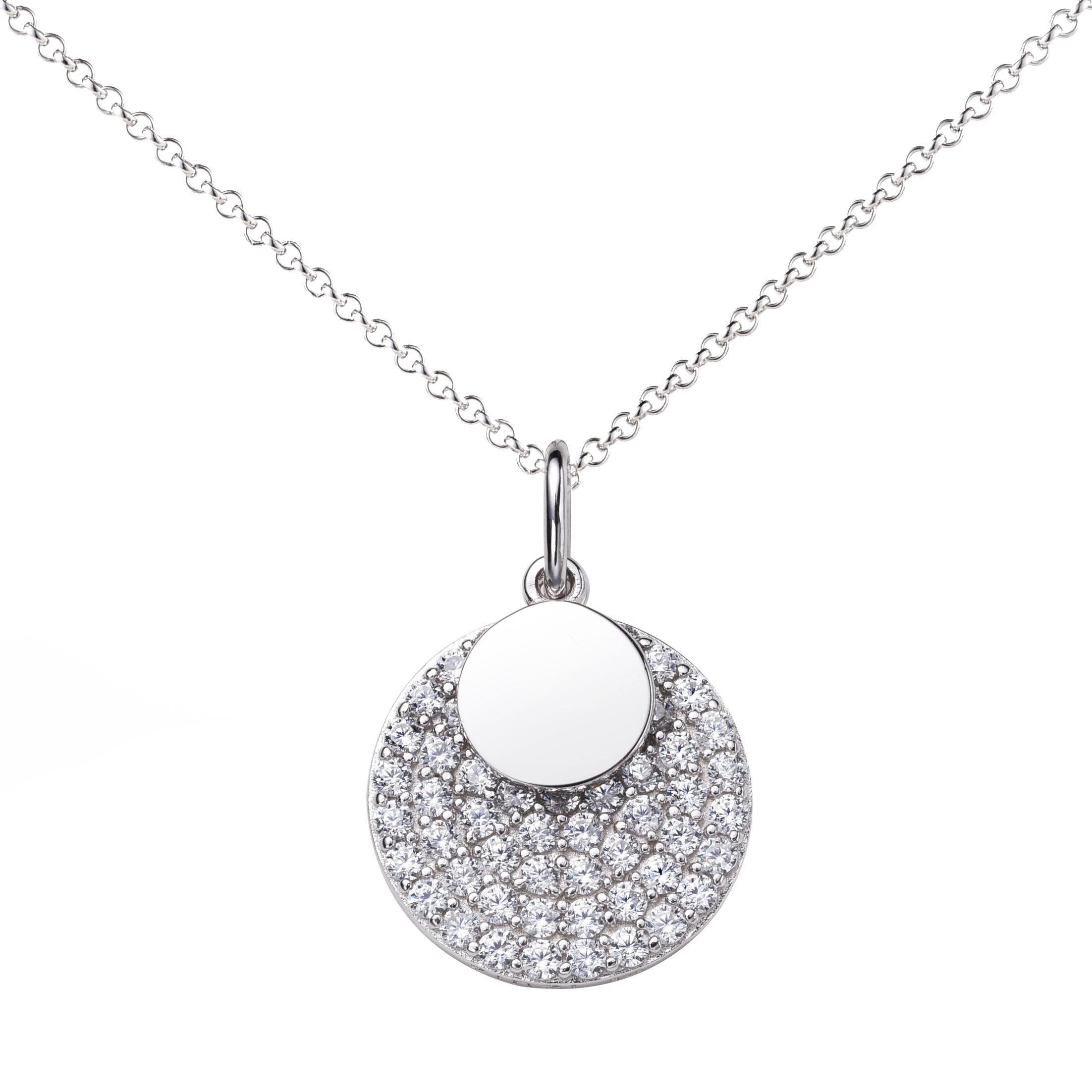 ZINZI Sterling Silver Necklace 45cm with Pendant Circle ZIC1572