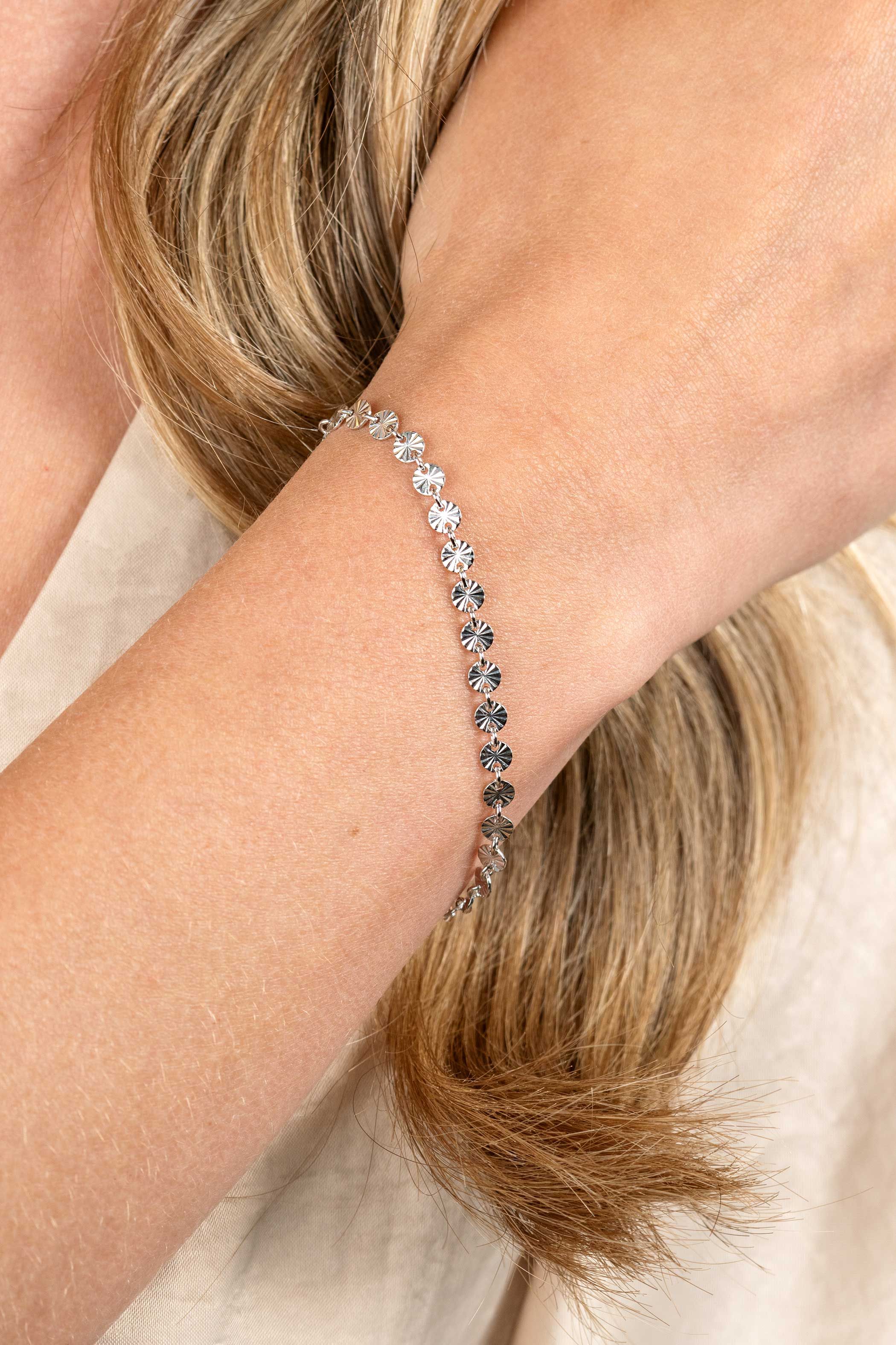 ZINZI Sterling Silver Bracelet Coins with Sunbeams width 4,3mm ZIA2272