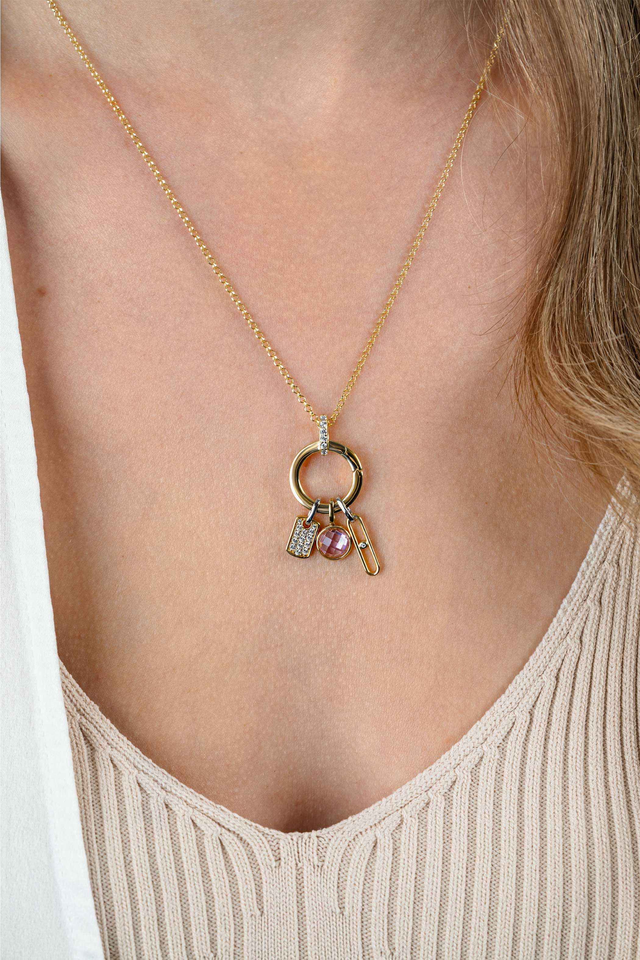 17mm ZINZI gold plated silver round pendant with clasp ZIH2060Y (without necklace)