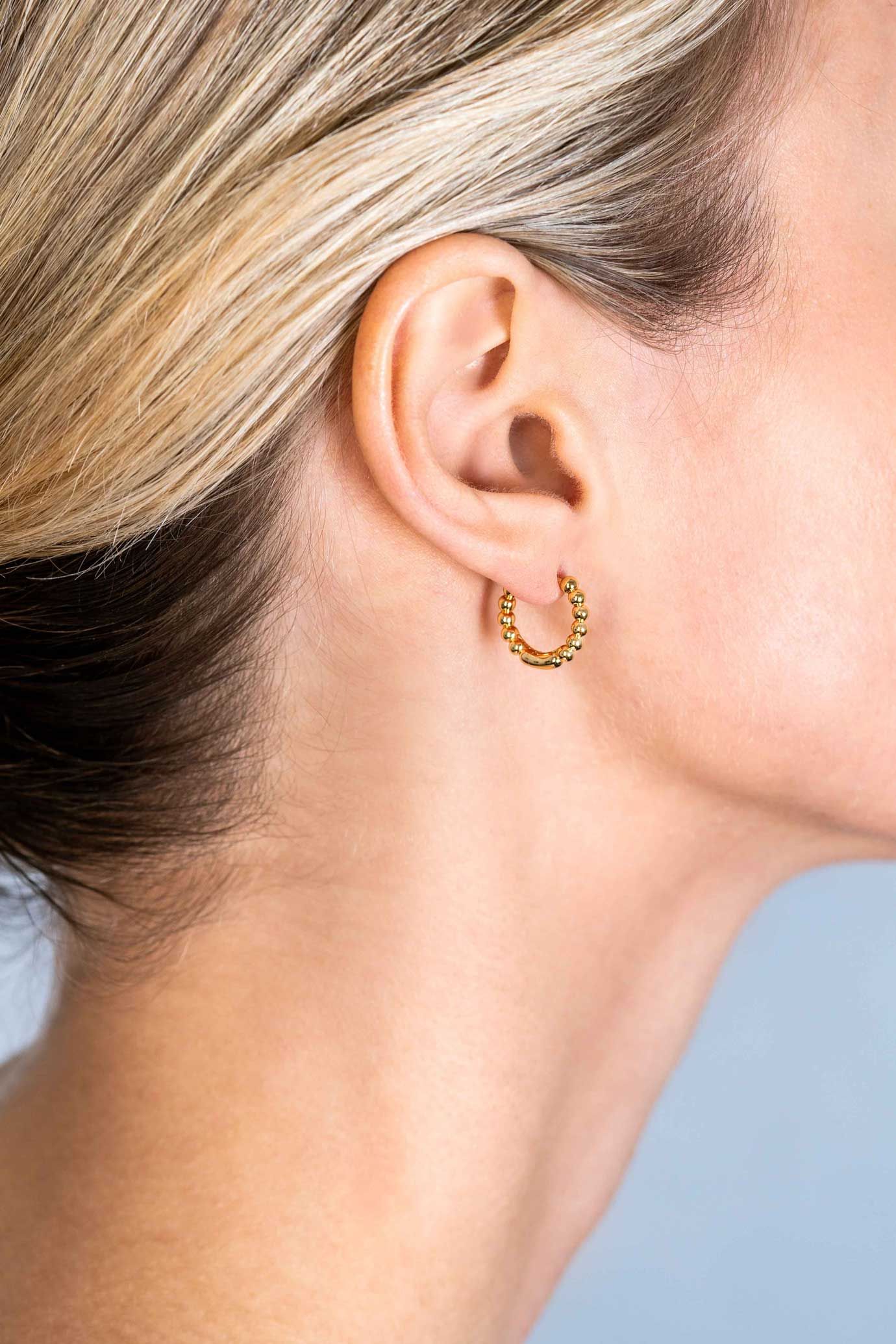 13,5mm ZINZI Gold Plated Sterling Silver Hoop Earrings Beads 13,5x2,5mm ZIO923G
