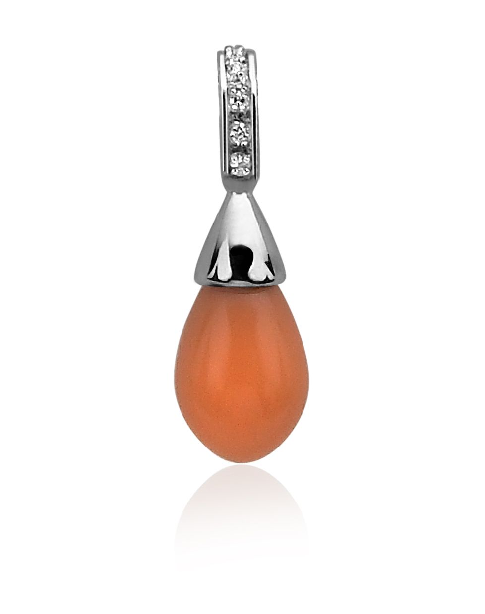 ZINZI Sterling Silver Pearl Pendant Orange Coral ZIH394K